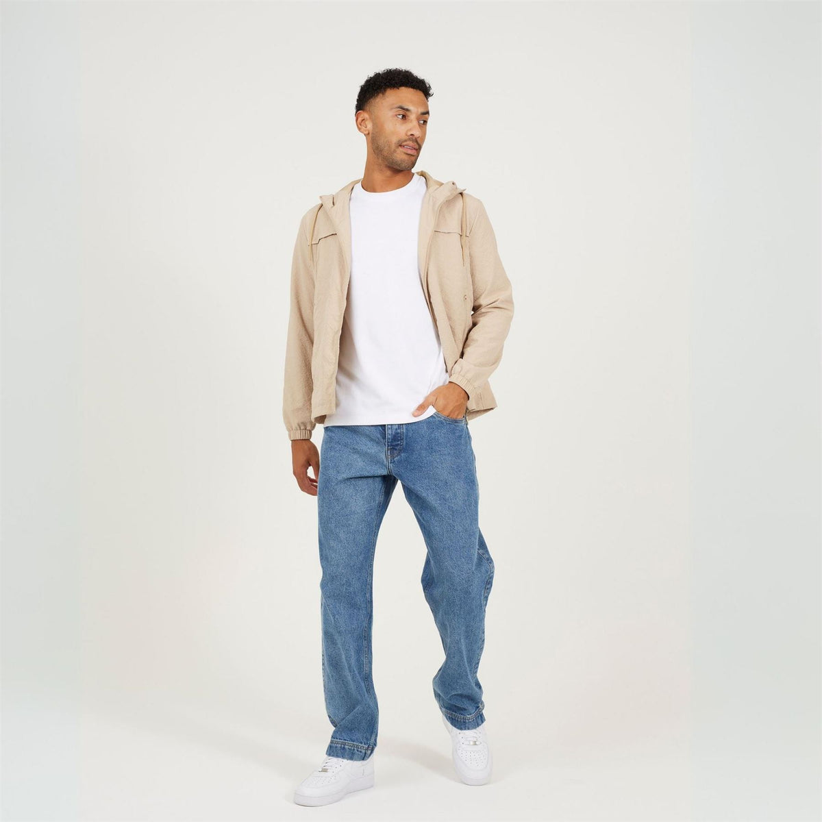 Brave Soul Mens Clasic Wind Runner Jacket In Stone