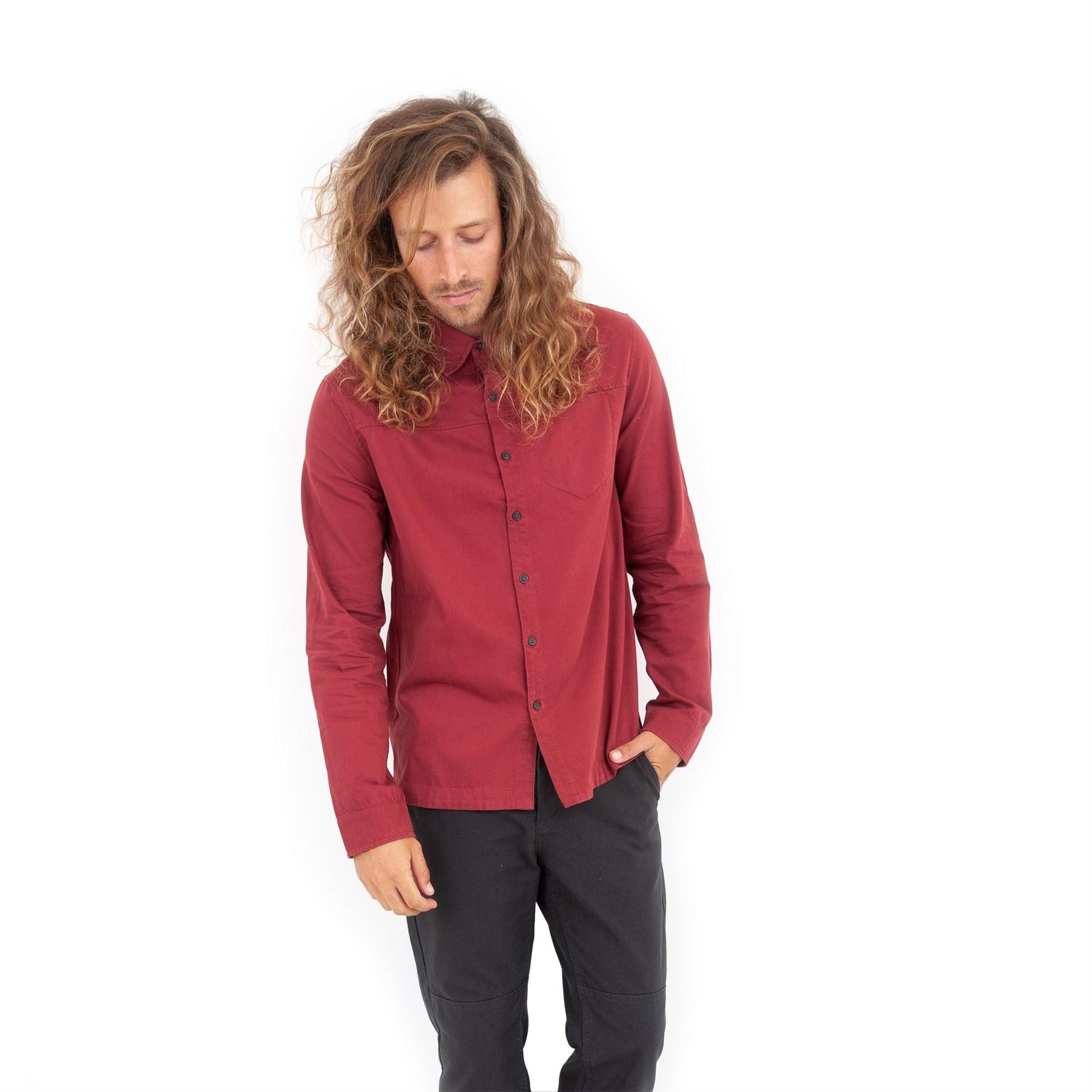 Roamers and Seekers Collared Neck Long Sleeve Shirt with Chest Pocket