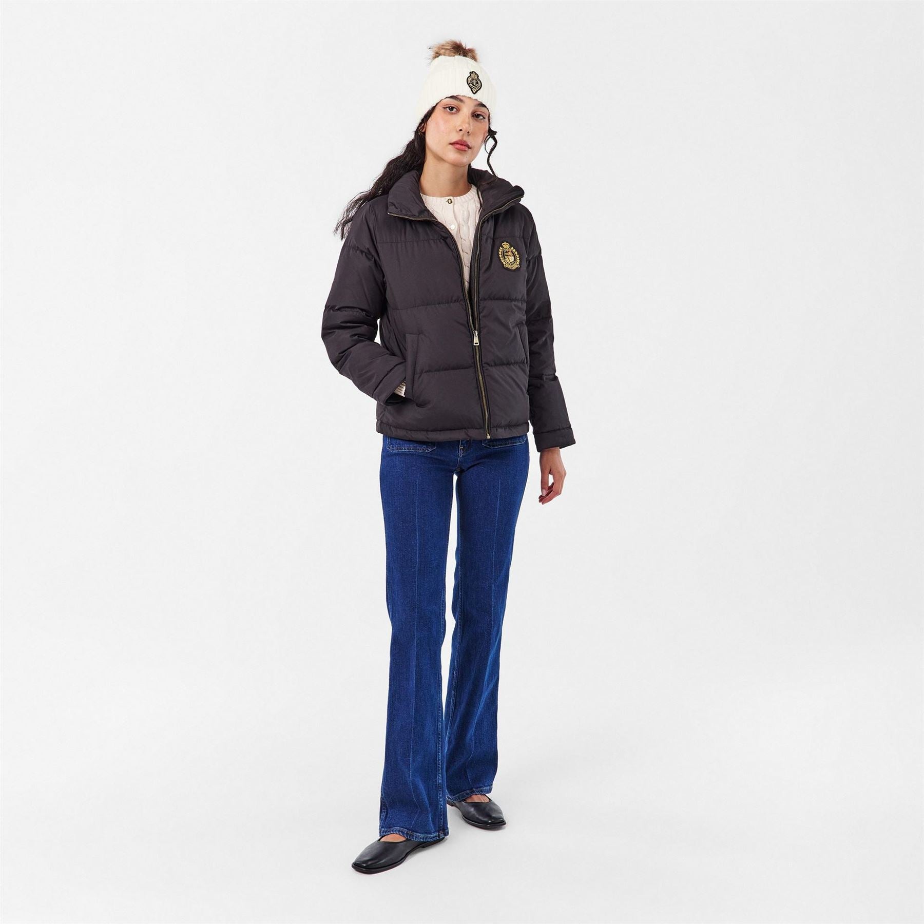 Lauren by Ralph Lauren Pom Cable Knit Beanie
