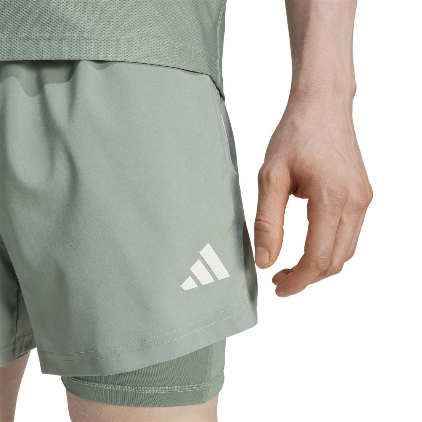 adidas Mens Own The Run 3 Stripes 2 In 1 Shorts
