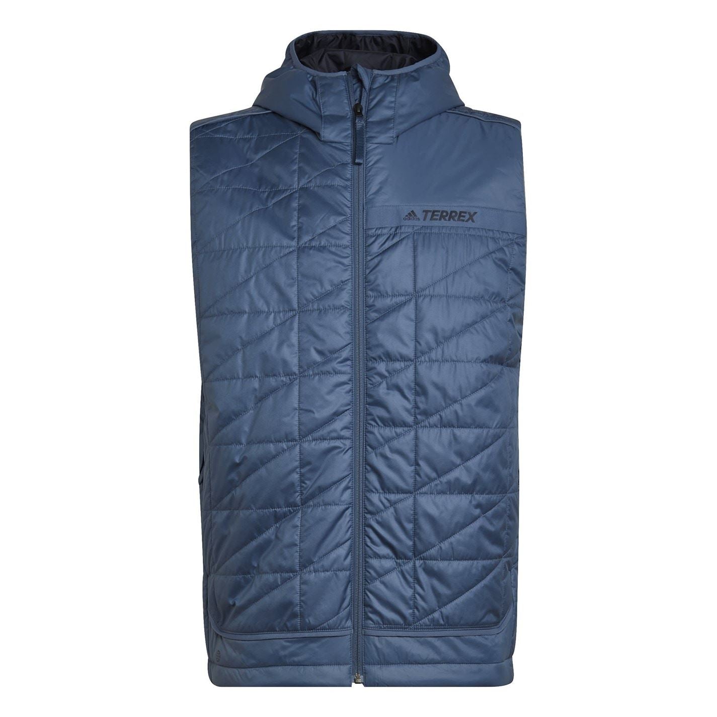 adidas Solid Patterned Hooded Full Zipper Gilet