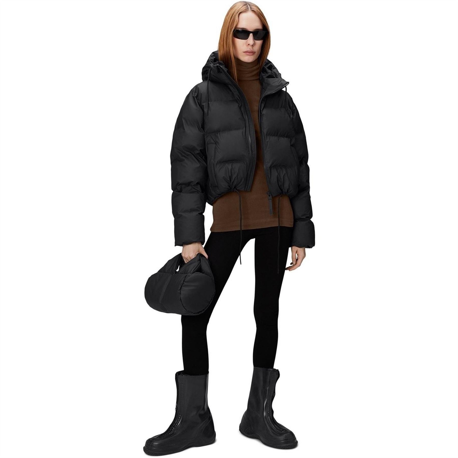 Rains Hooded Solid Patterned Puffer Jacket
