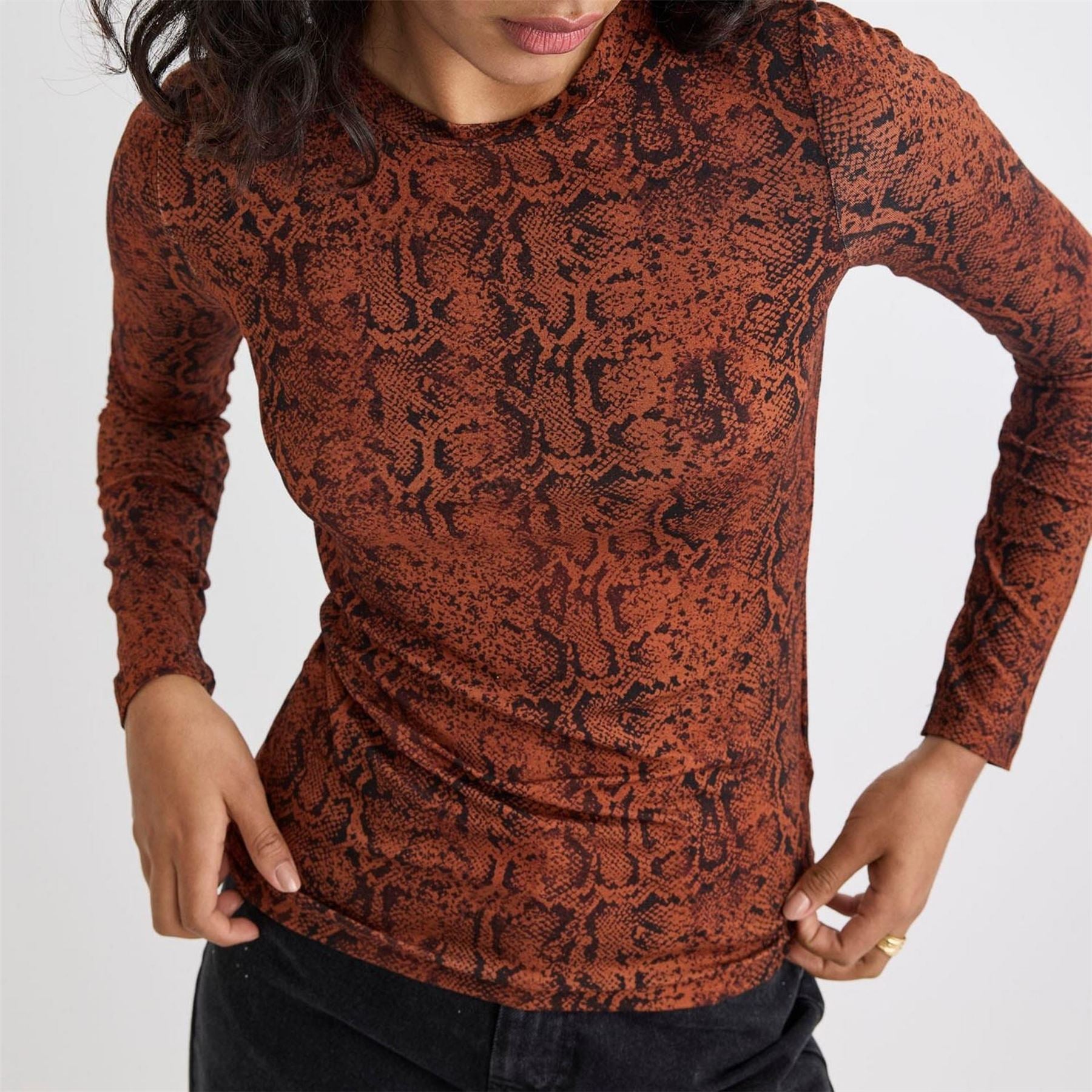 Nobodys Child Animal Print Long Sleeve Top