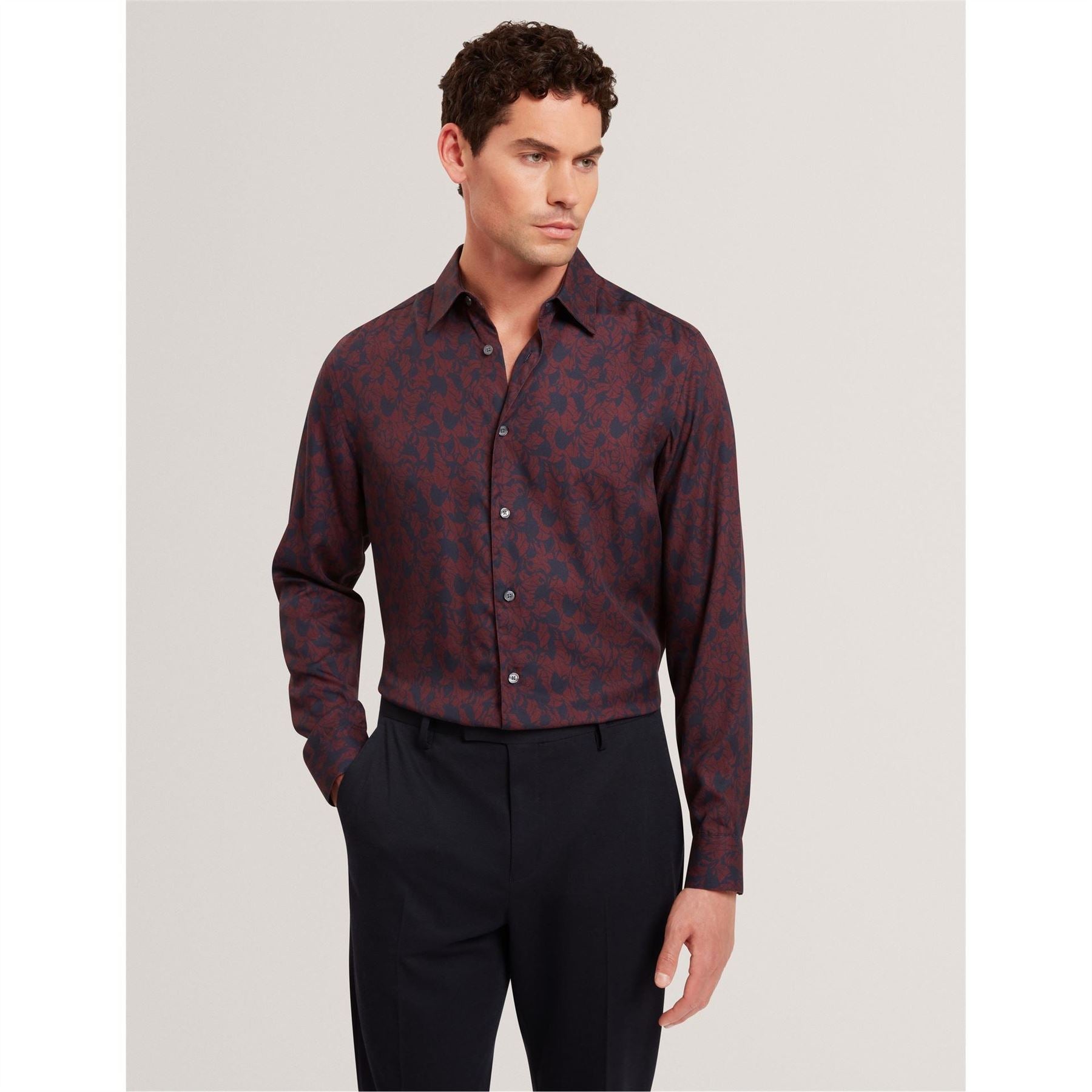 Ted Baker Floral Collared Neck Long Sleeve Shirt