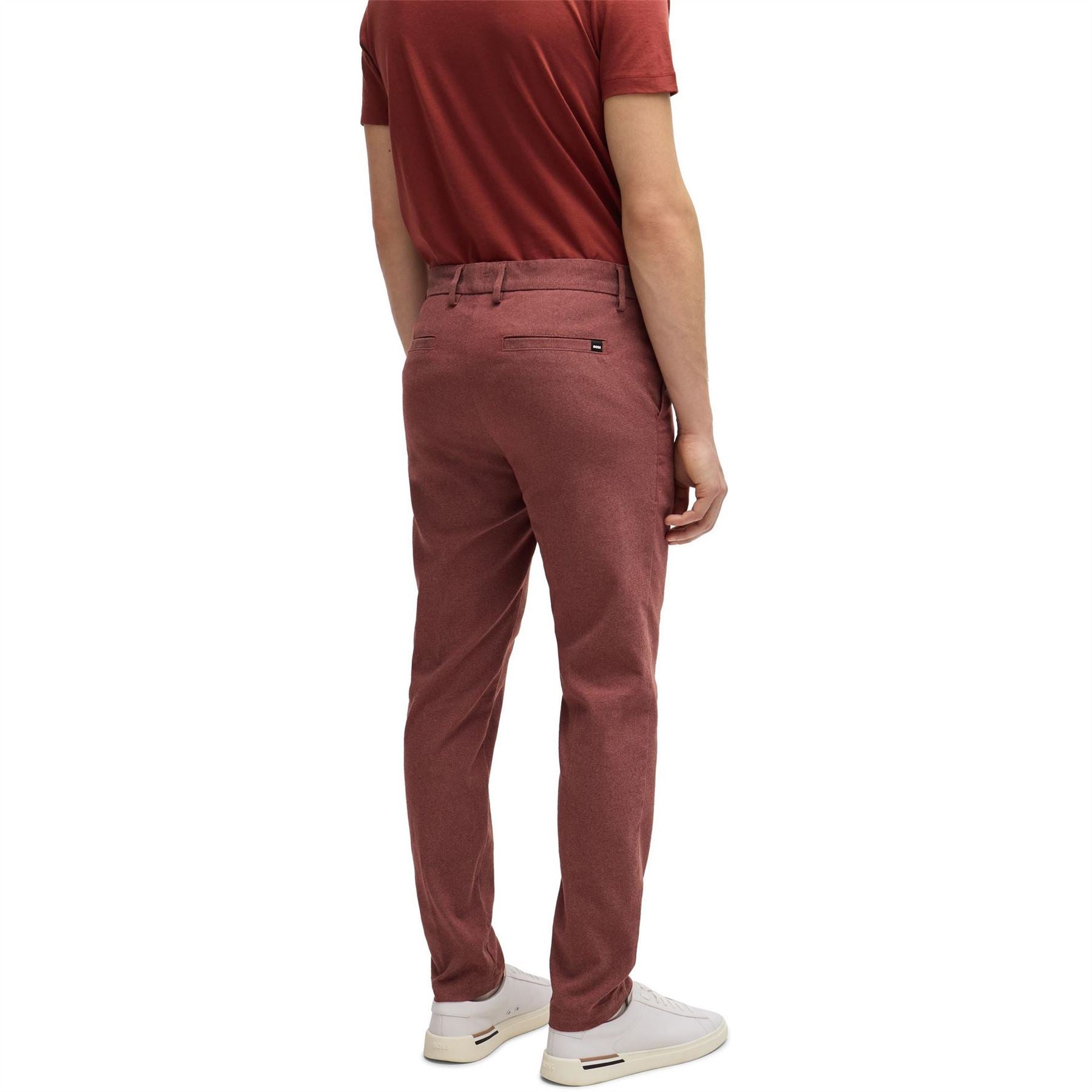 Boss Solid Patterned Straight Leg Trousers