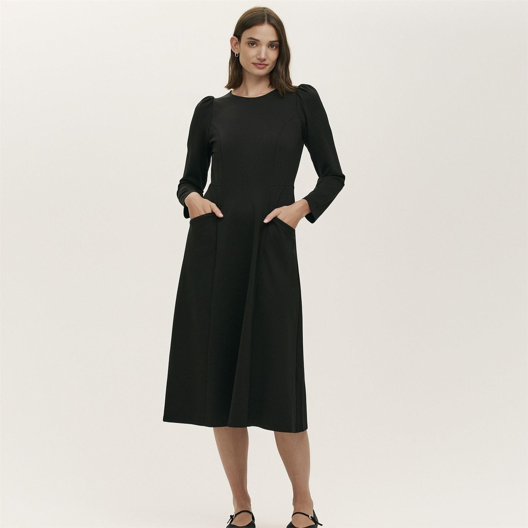 Finery Felice Crew Neck Long Sleeve Midi Dress