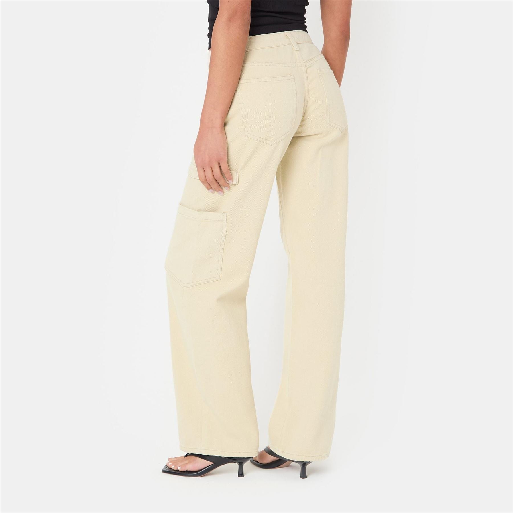 I Saw It First Rise Pocket Detail Wide Leg Jeans