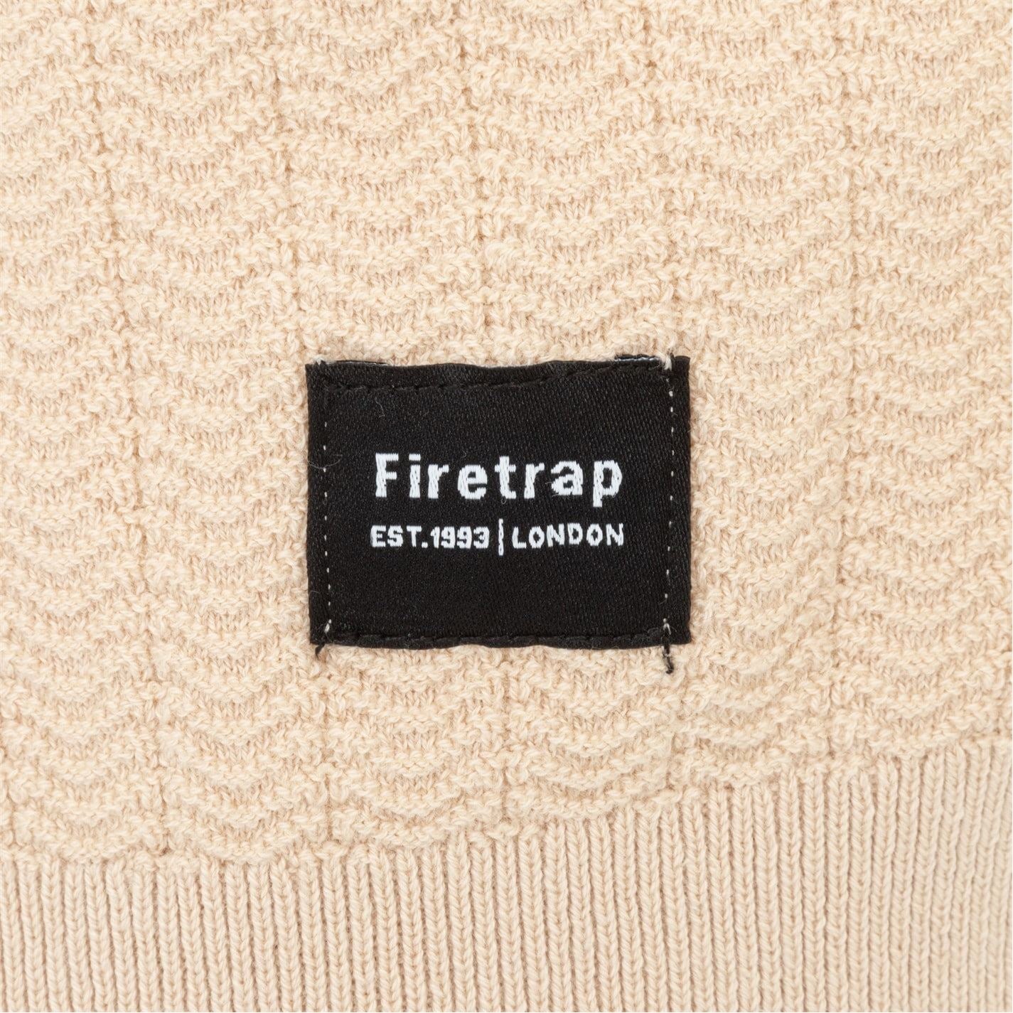 Firetrap Quarter Zip Short Sleeve Ribbed Knit Polo