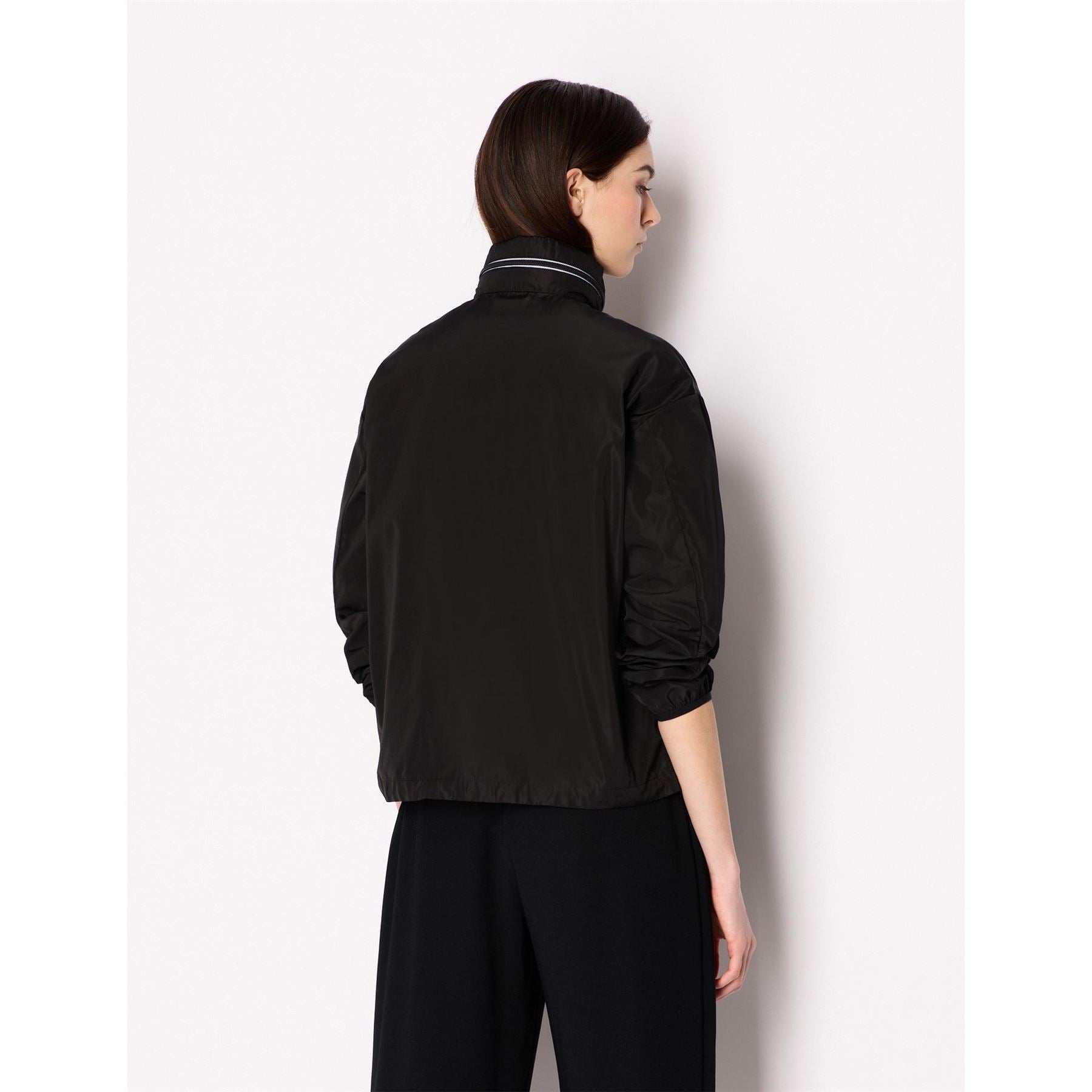Armani Exchange High Neck Relaxed Fit Short Rain Jacket