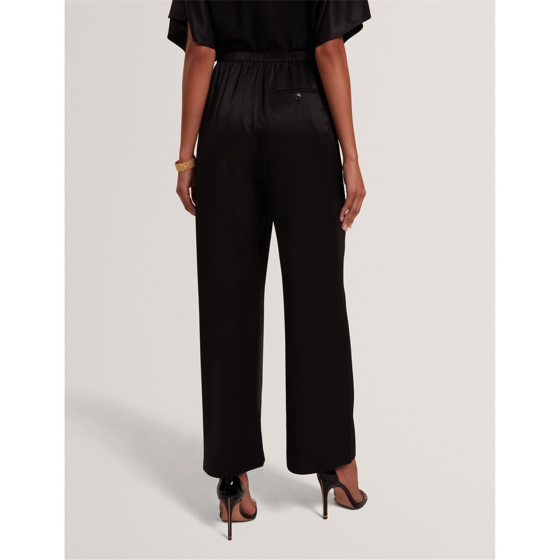 Ted Baker Elastic Back Solid Patterned Wide Leg Trousers