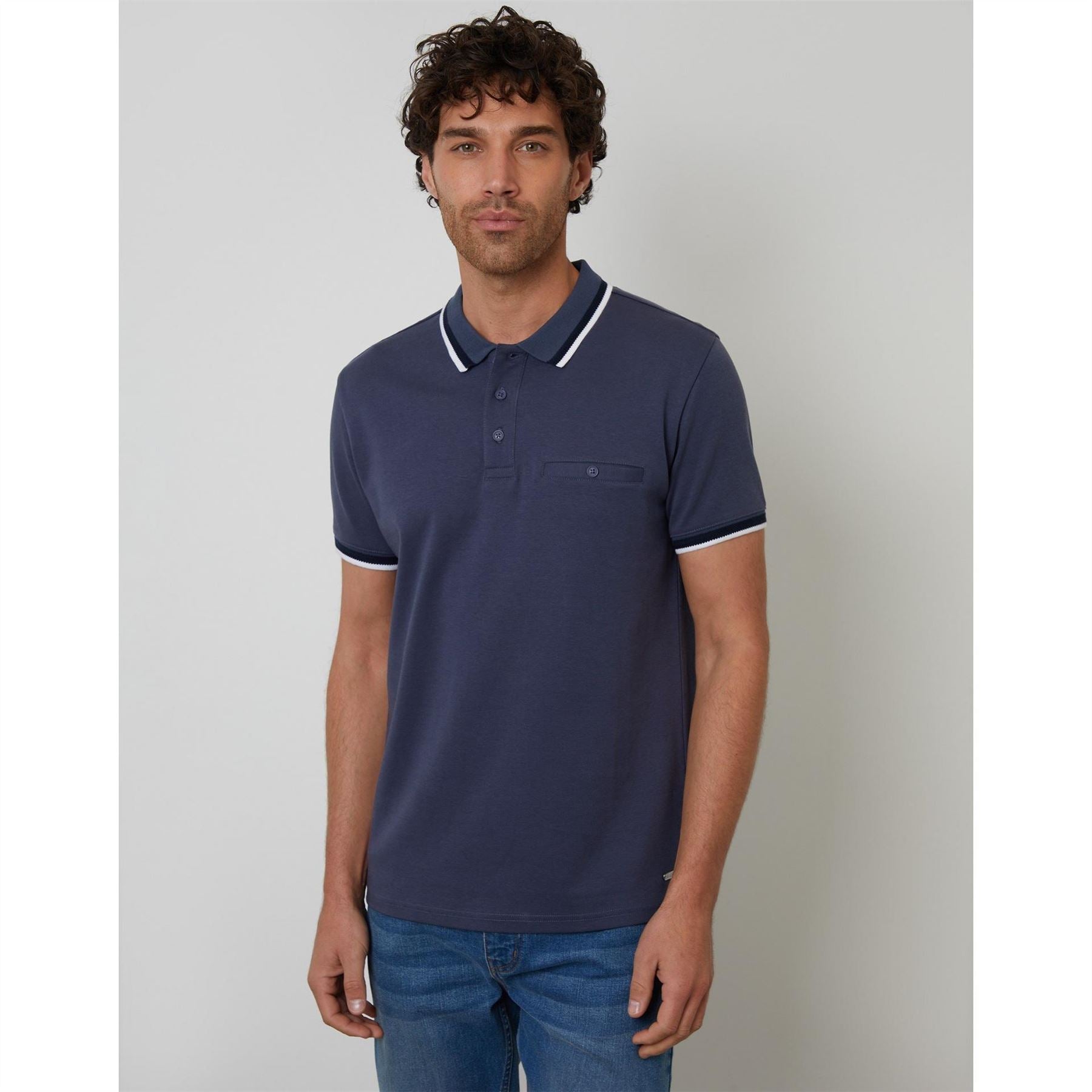 Threadbare Polo Donnegal Regular Fit Short Sleeve Shirt