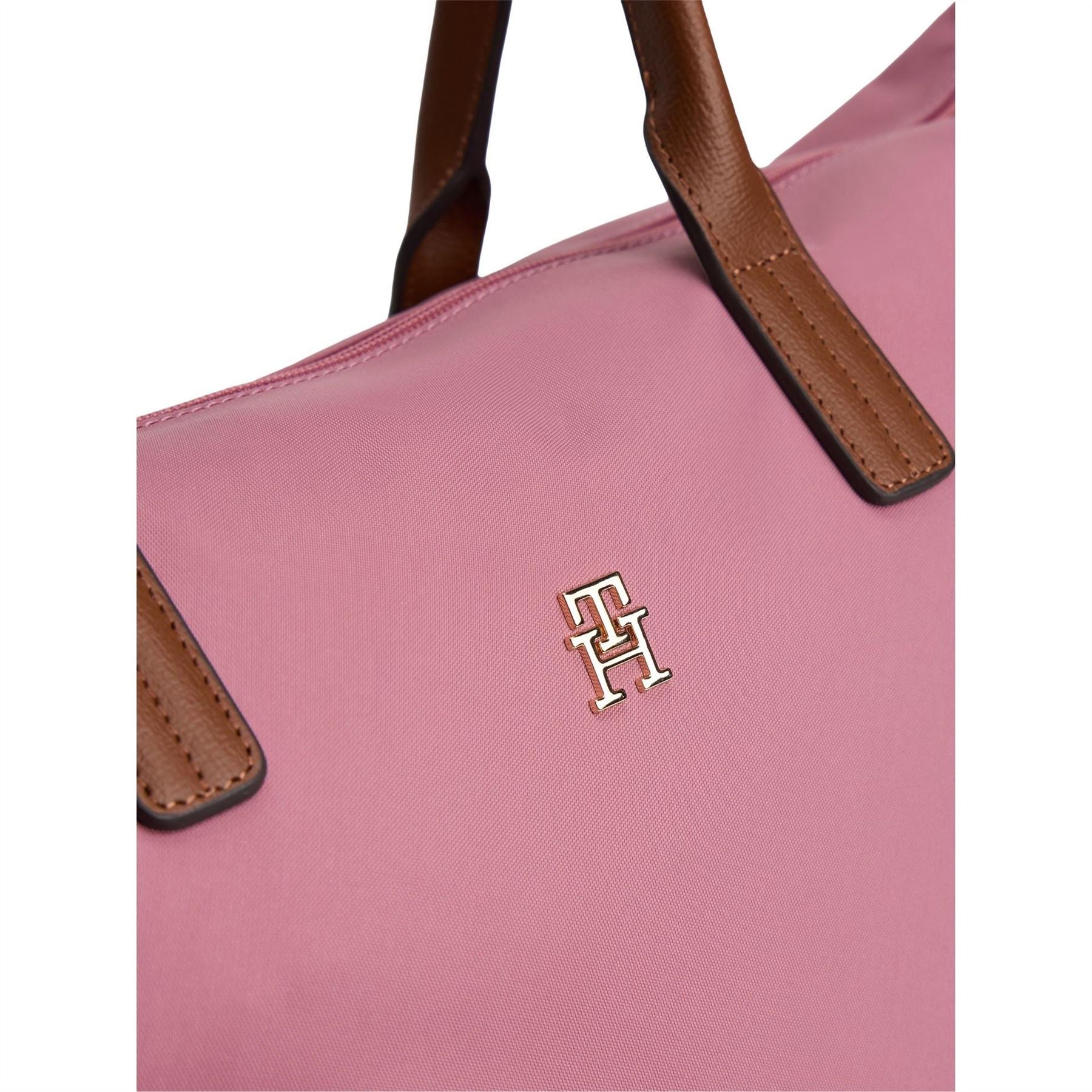 Tommy Hilfiger Popette Trapezoid Shape Tote Bag with Gold Tone Hardware