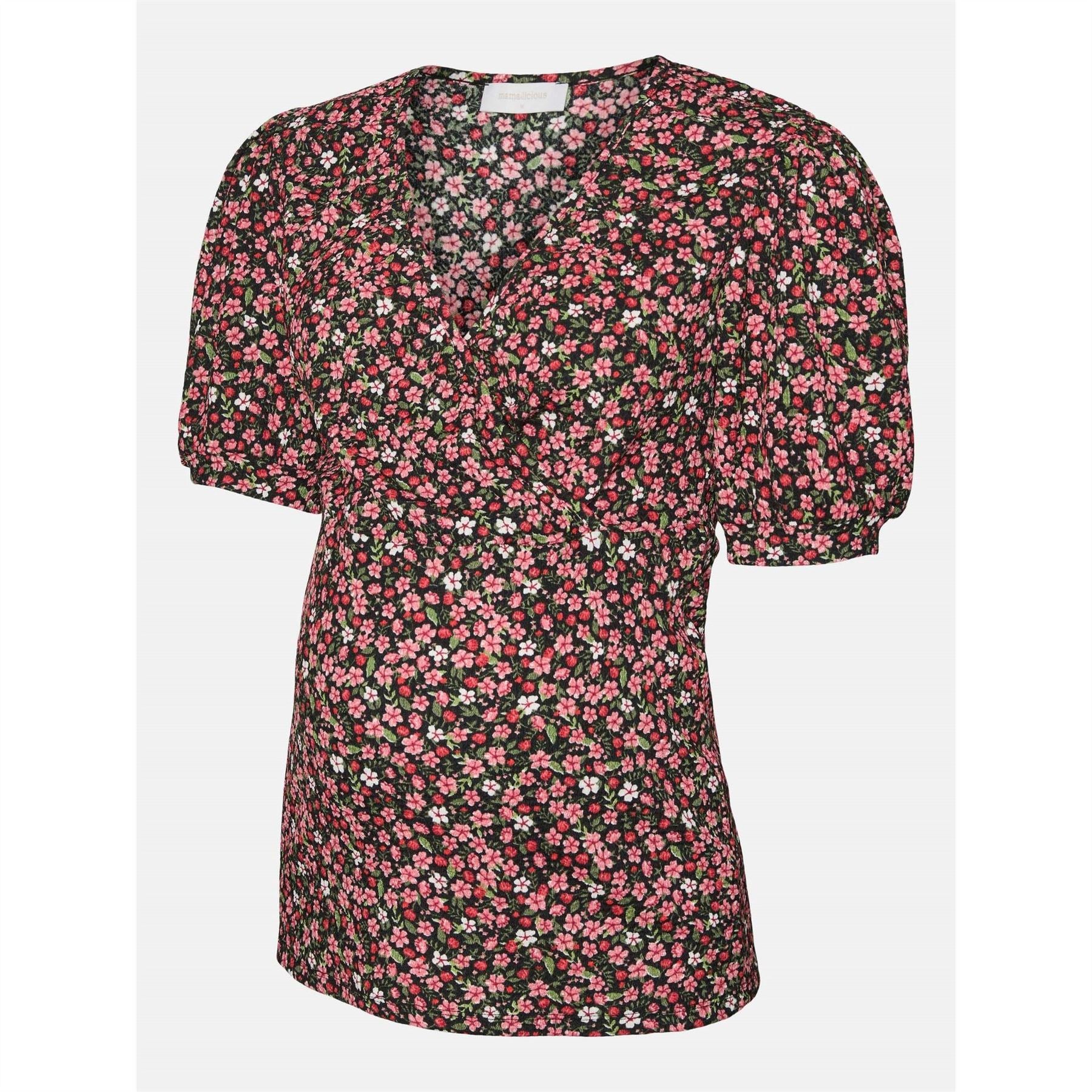 Mamalicious V-Neck Puff Sleeve Peasant T-Shirt