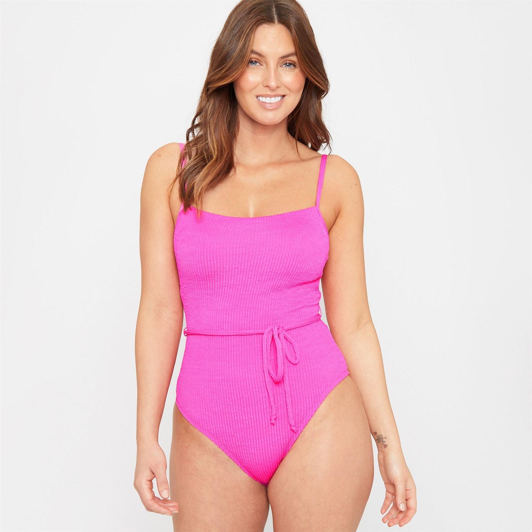 Be You Textured Belted Swimsuit