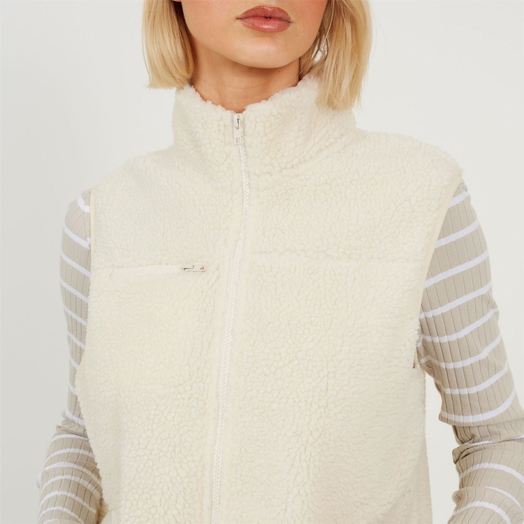 Brave Soul Womens Full Zip Fleece Gilet With Pocket Detail
