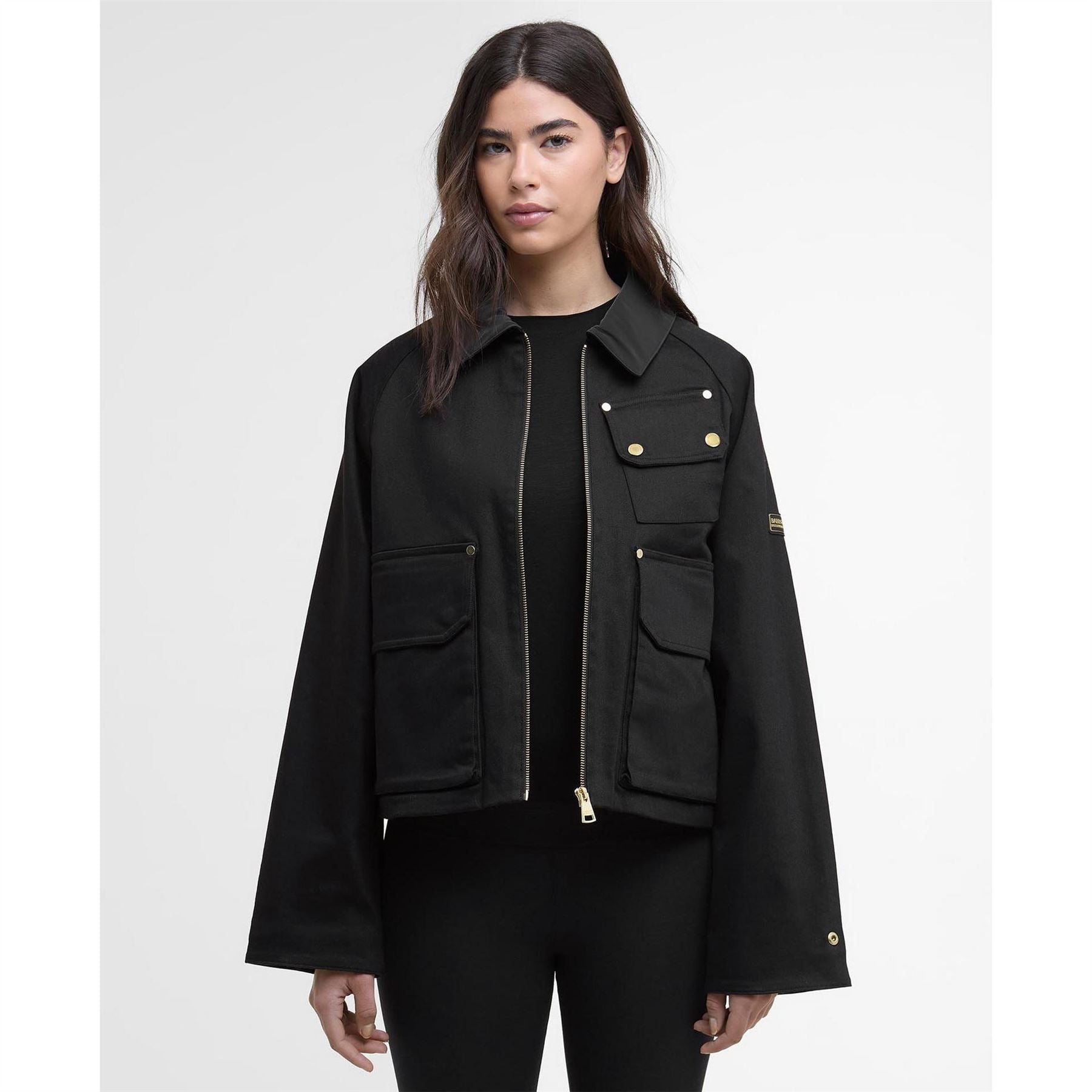 Barbour International Warlock Heavy Cotton Faux Velvet Collar Boxy Coach Jacket