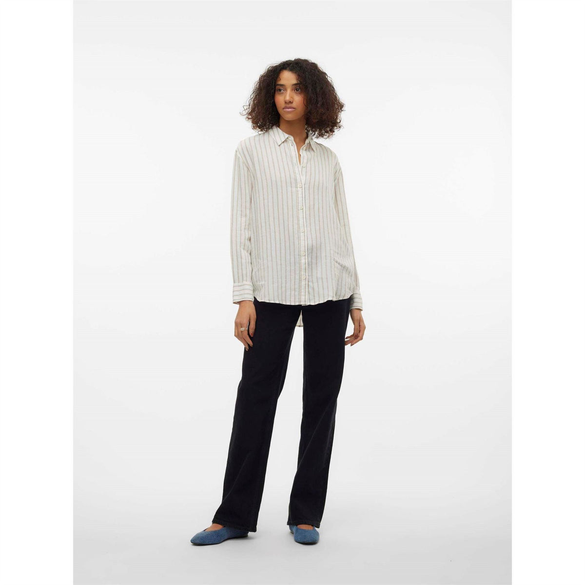 Vero Moda Button Placket Collared Neck Long Sleeve Shirt