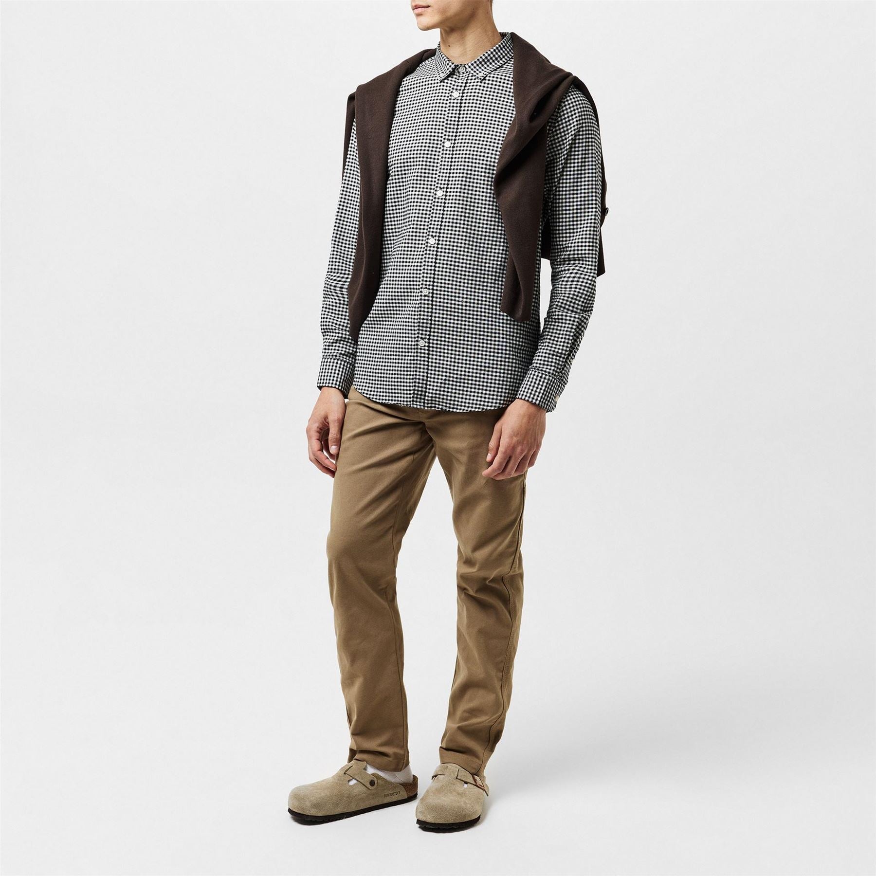 Nicce Threadbare Cheque Cotton Long Sleeve Oxford Shirt