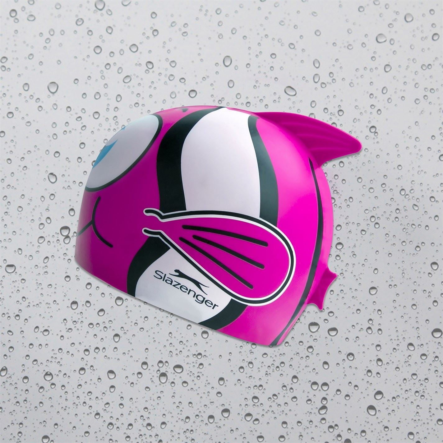 Slazenger Fish Print Silicone Swimming Cap Childrens