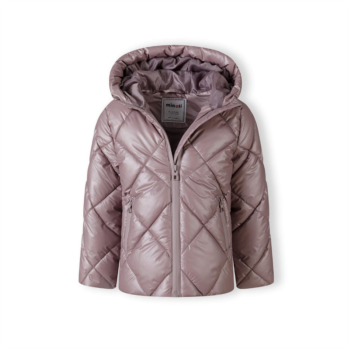 Minoti Girls Quilted Jacket With Hood And Zip Pockets Lilac