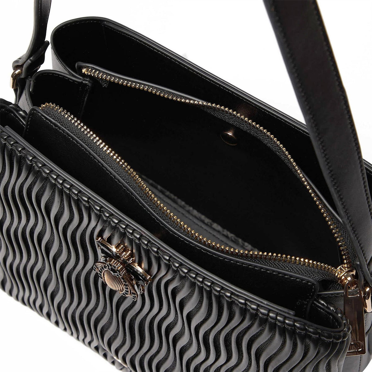 Dune London Distance Textured Cross Body Bag with Gold Tone Hardware