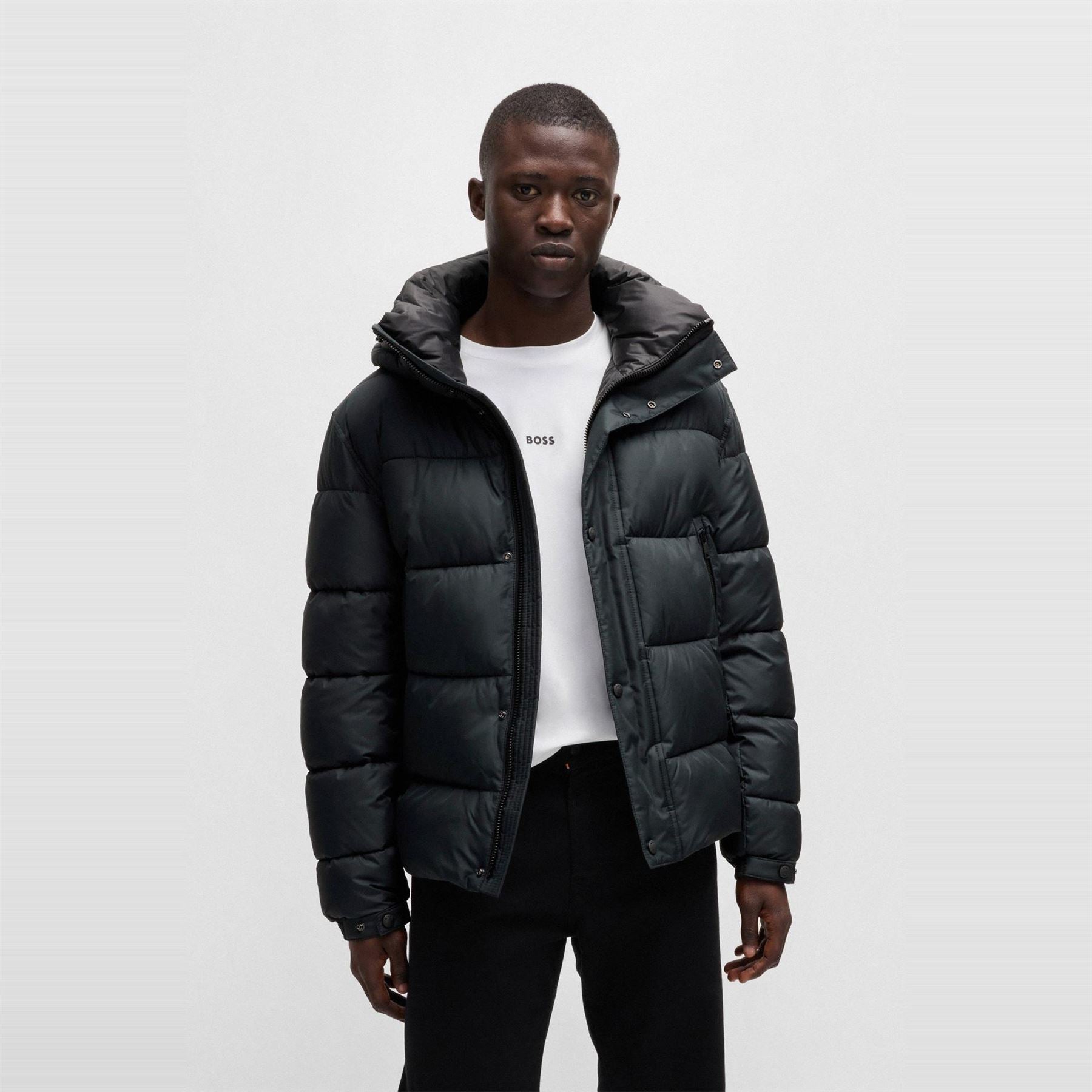 Boss Omaris Water Repellent Hooded Long Sleeve Short Puffer Jacket