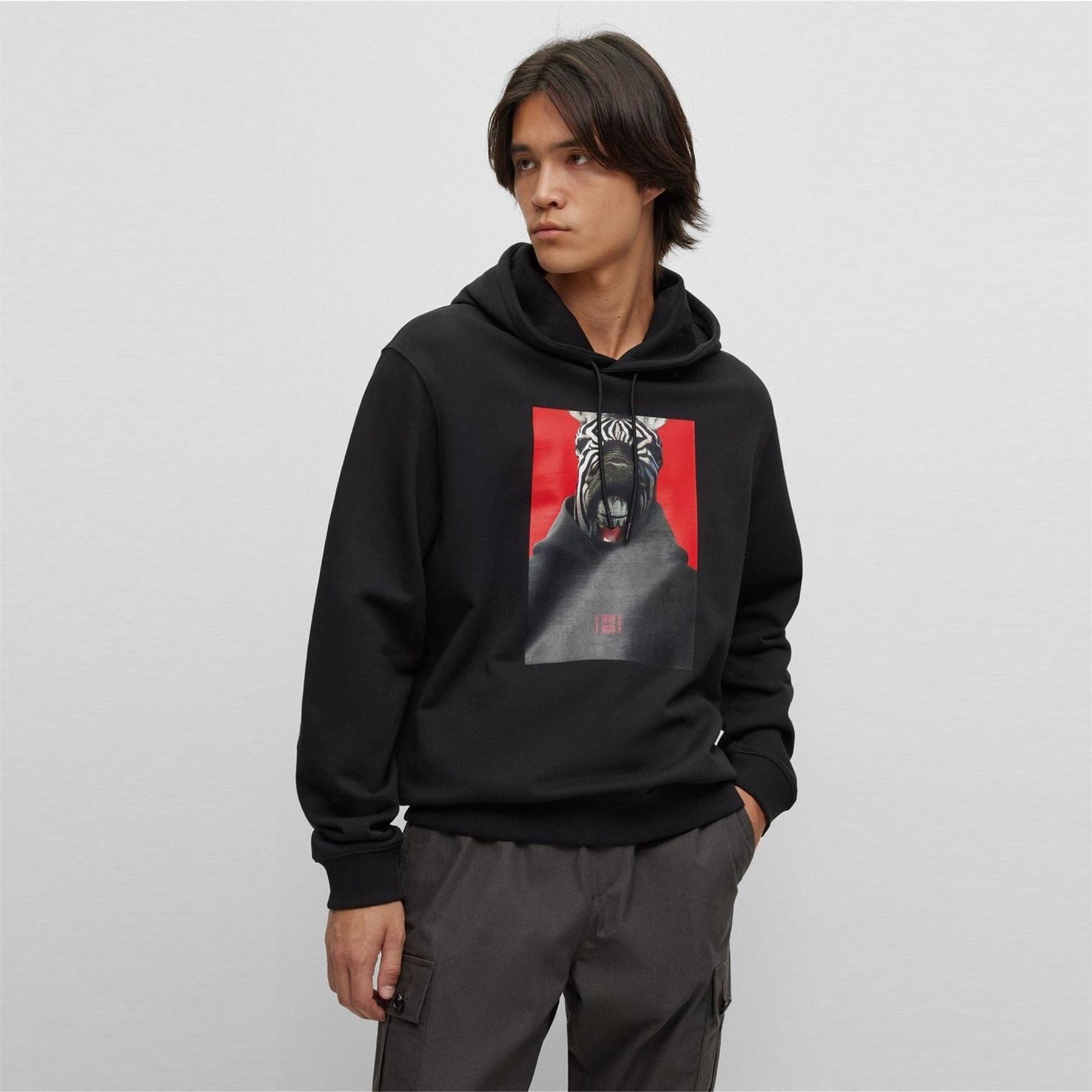 Hugo Graphic Hooded Neck Long Sleeve Sweatshirt