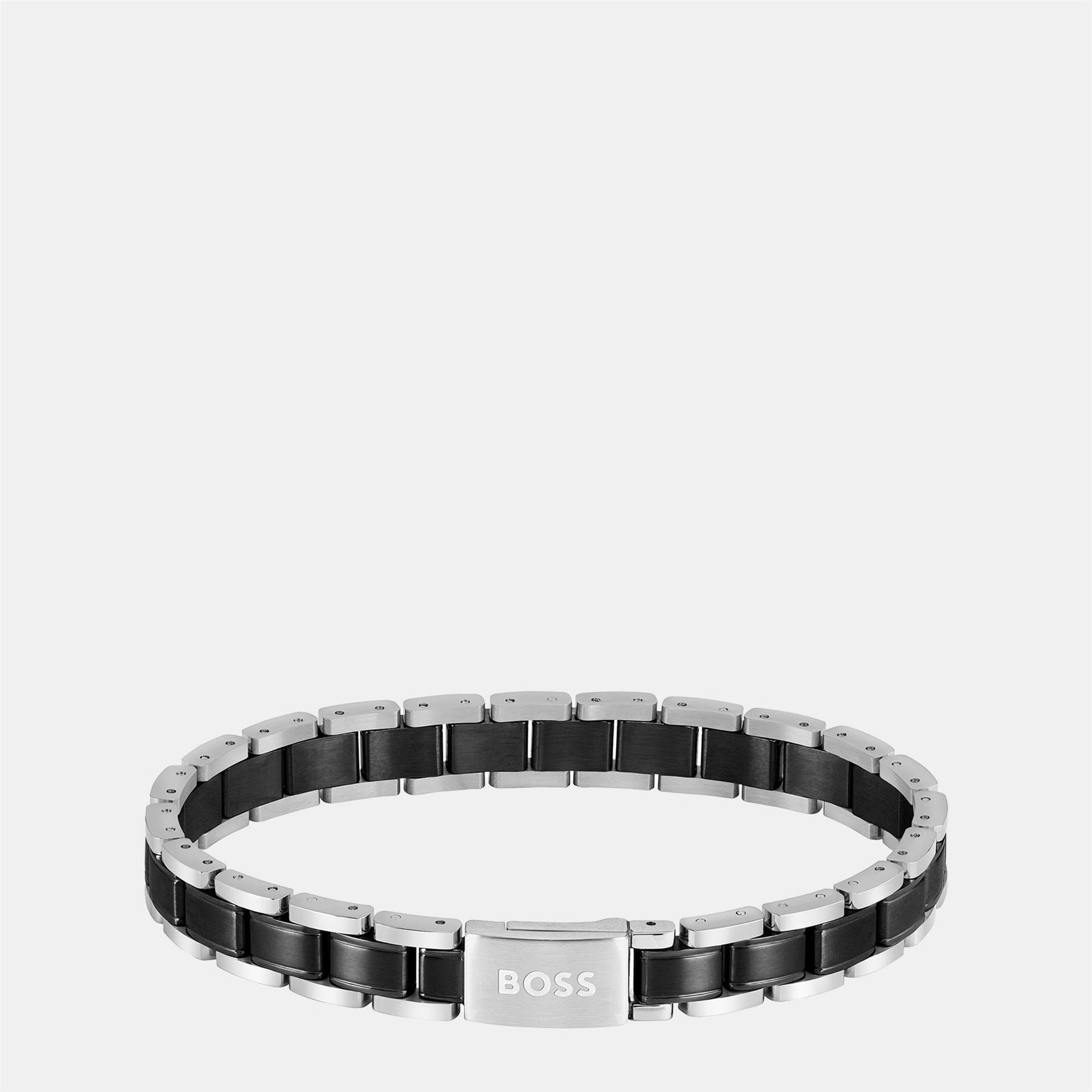 Boss Metal Link Essentials Ss  And  Black Ip Bracelet