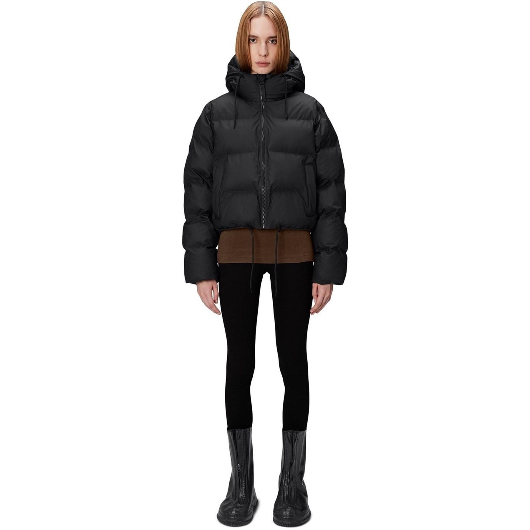 Rains Hooded Solid Patterned Puffer Jacket