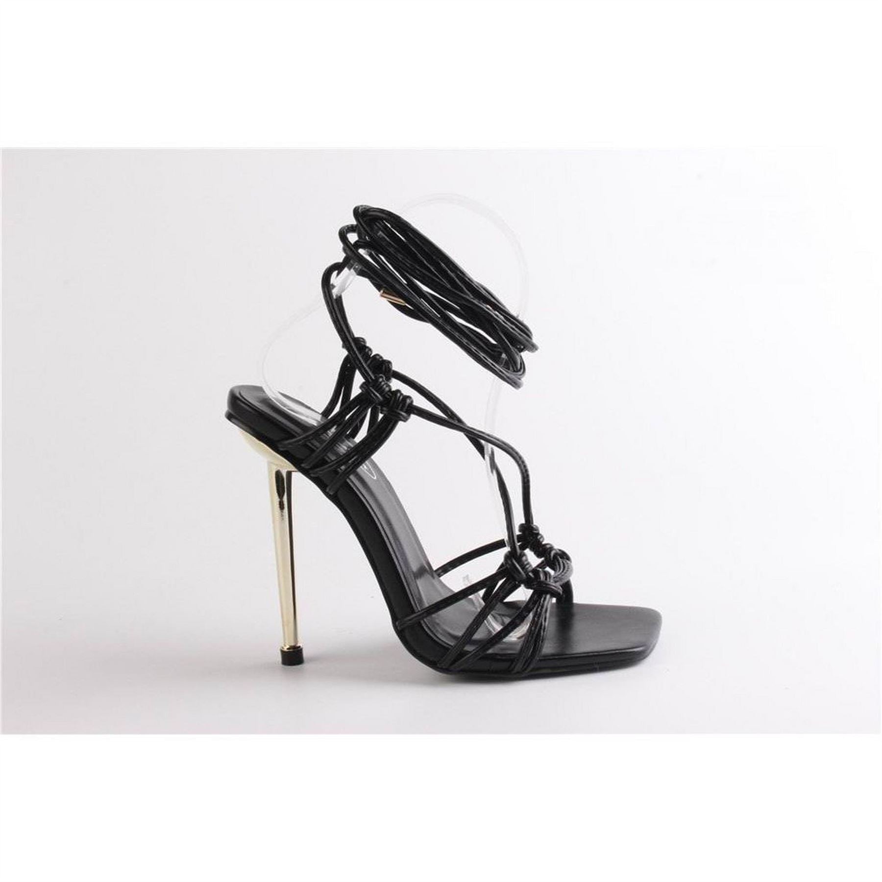 Chic Striped Gladiator Stiletto Heel Sandals