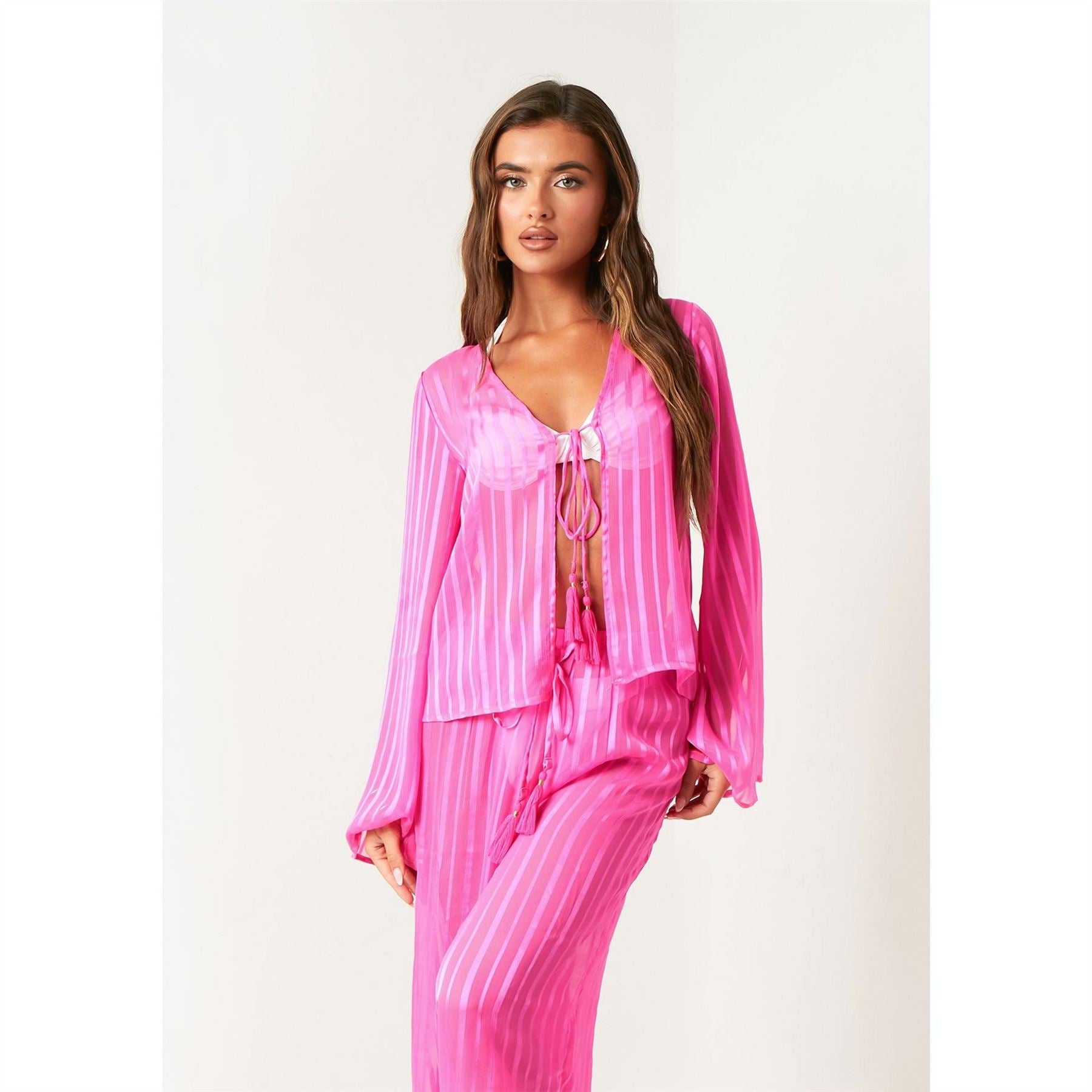 Missy Empire Stripe Beach Cover Up Shirt