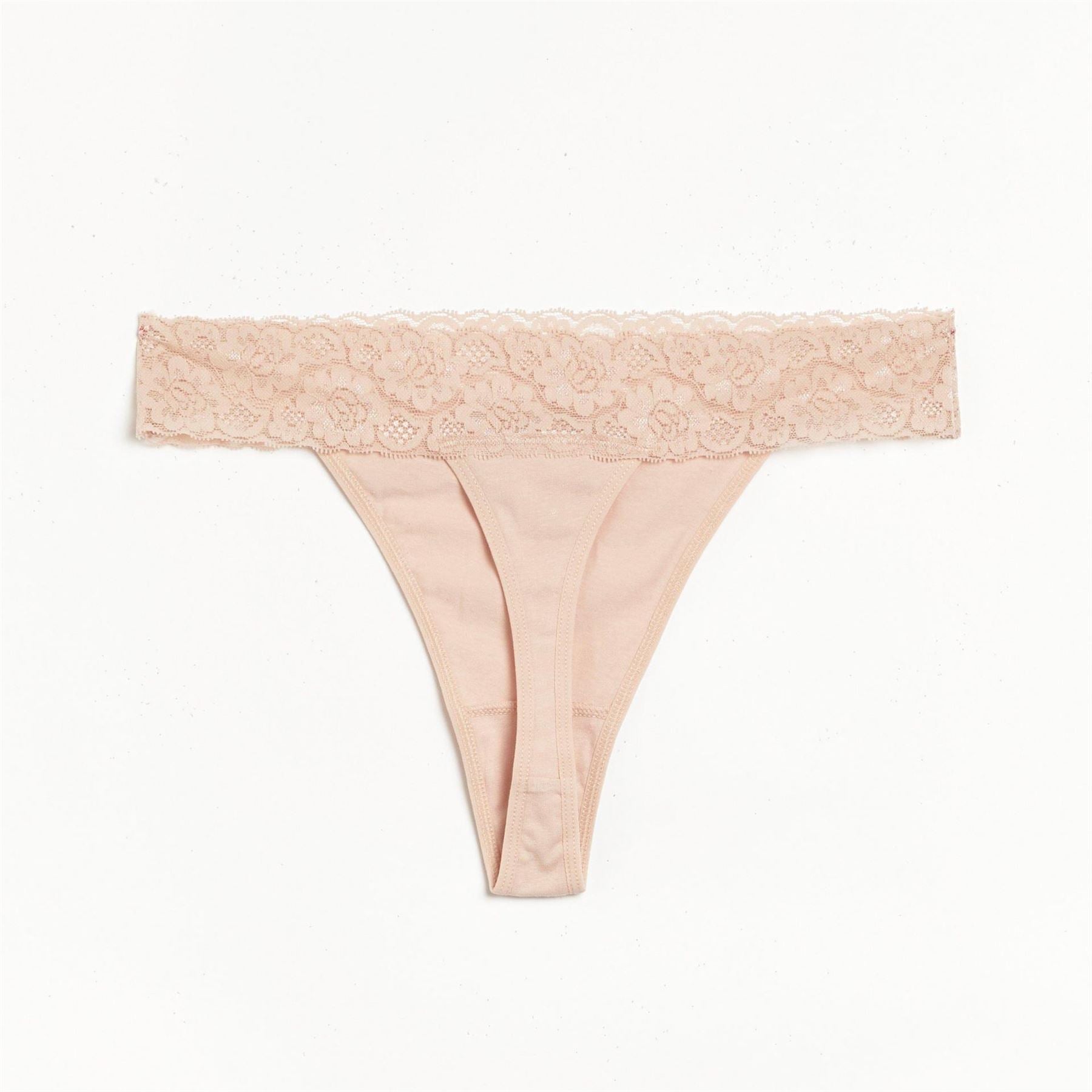 Be You 5 Pack Lace Trim Cotton Thong