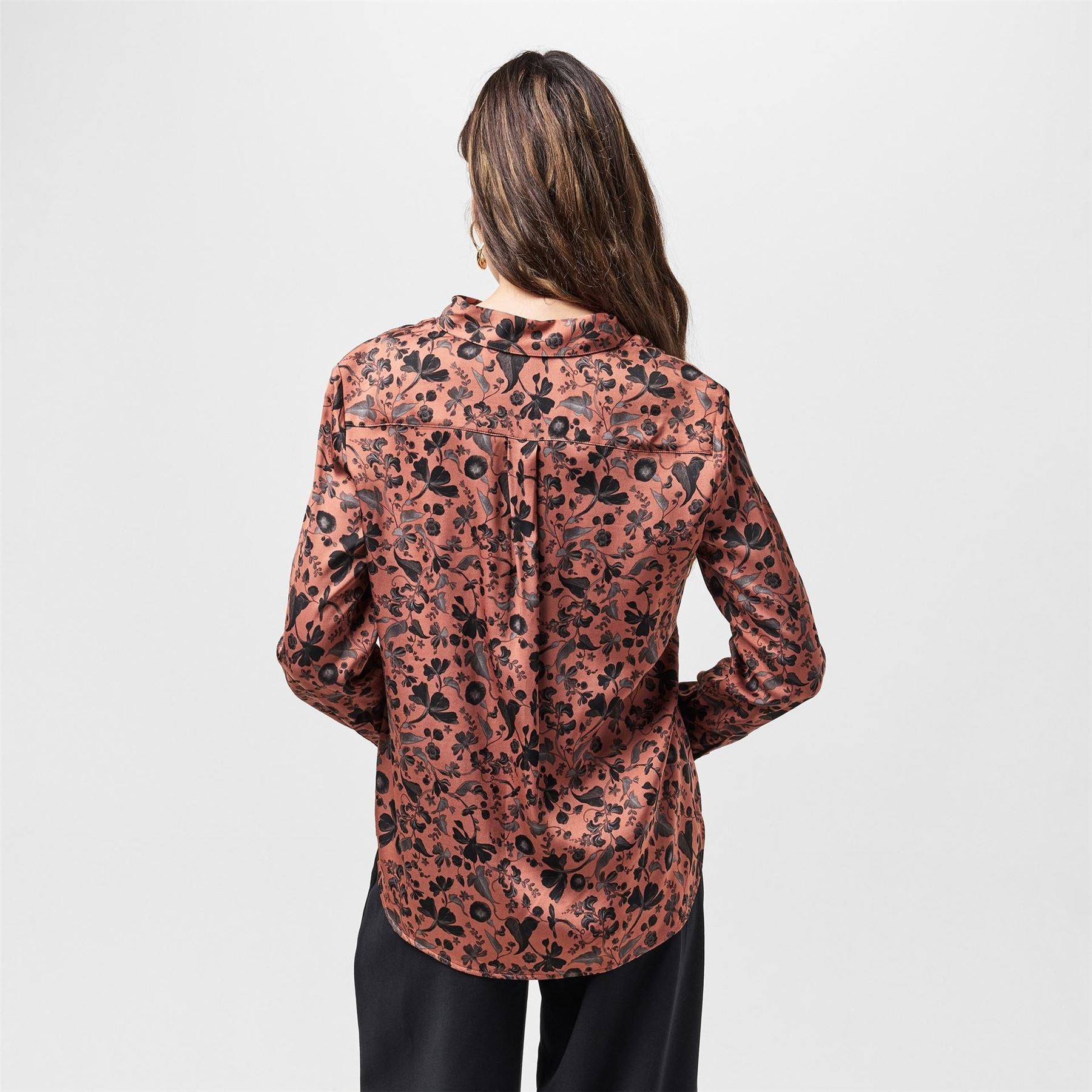 French Connection Jeanie Ennis Satin Long Sleeve Blouse