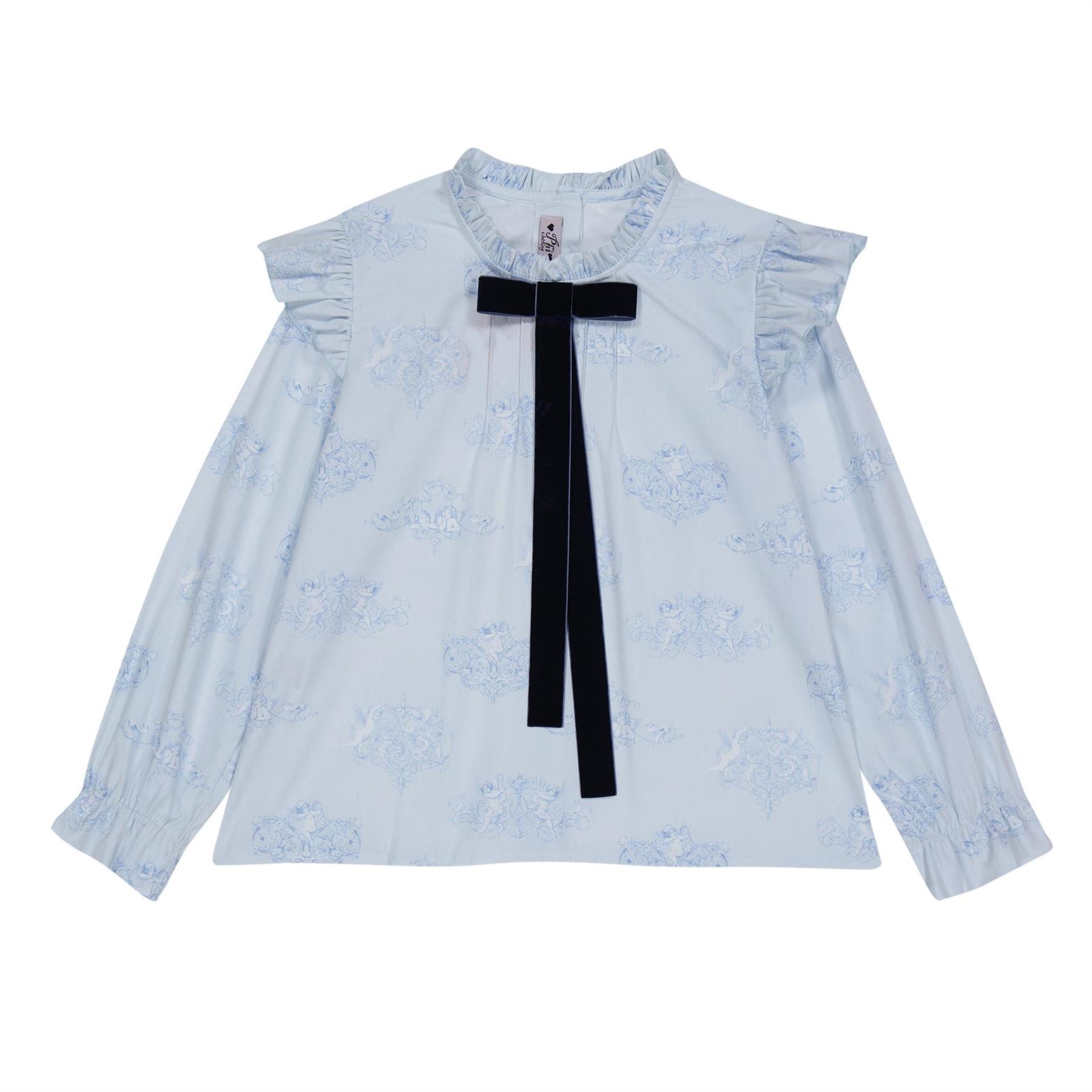 Phi High Neck Long Sleeve Regular Fit Blouse