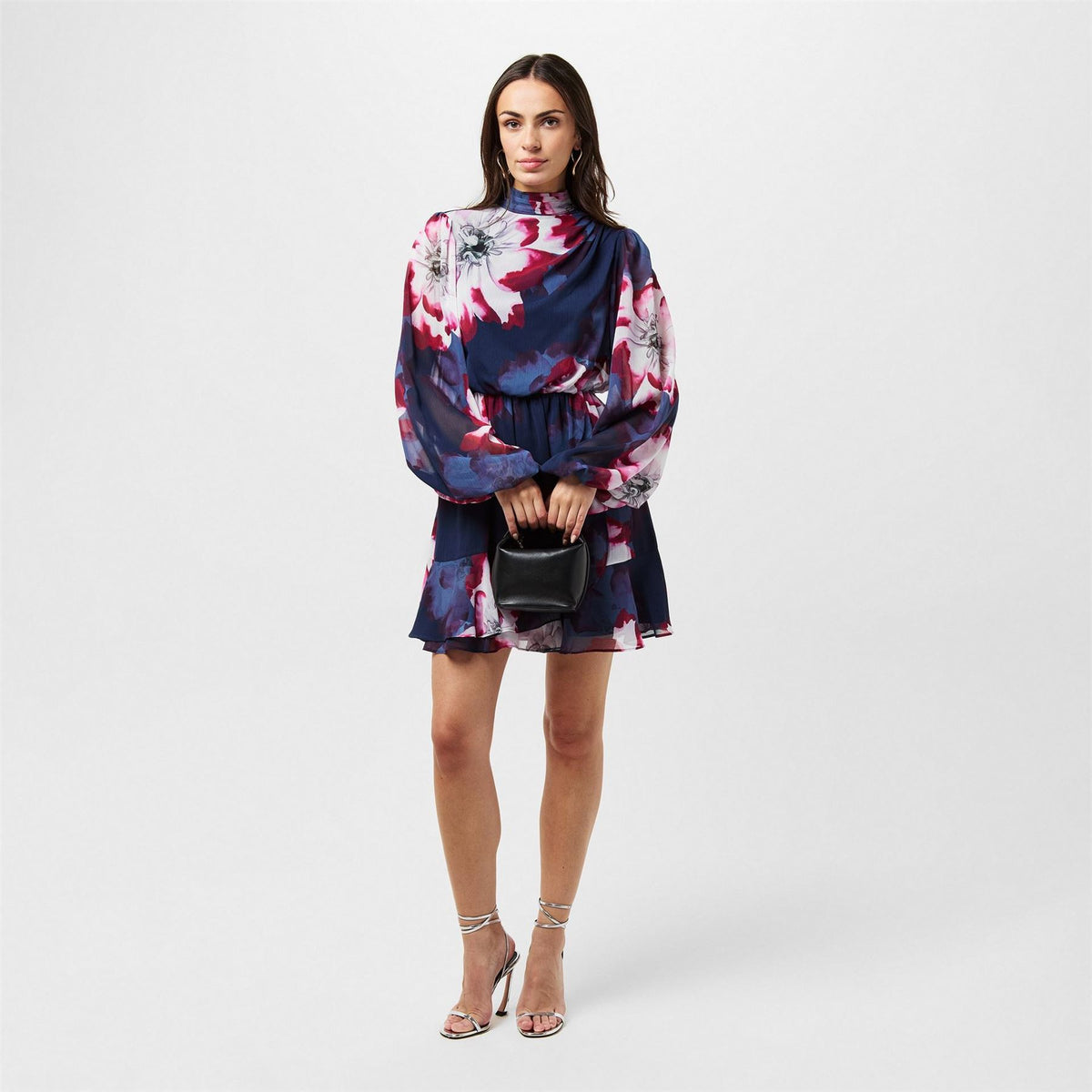 Ted Baker Woven High Neck Mini A-Line Dress