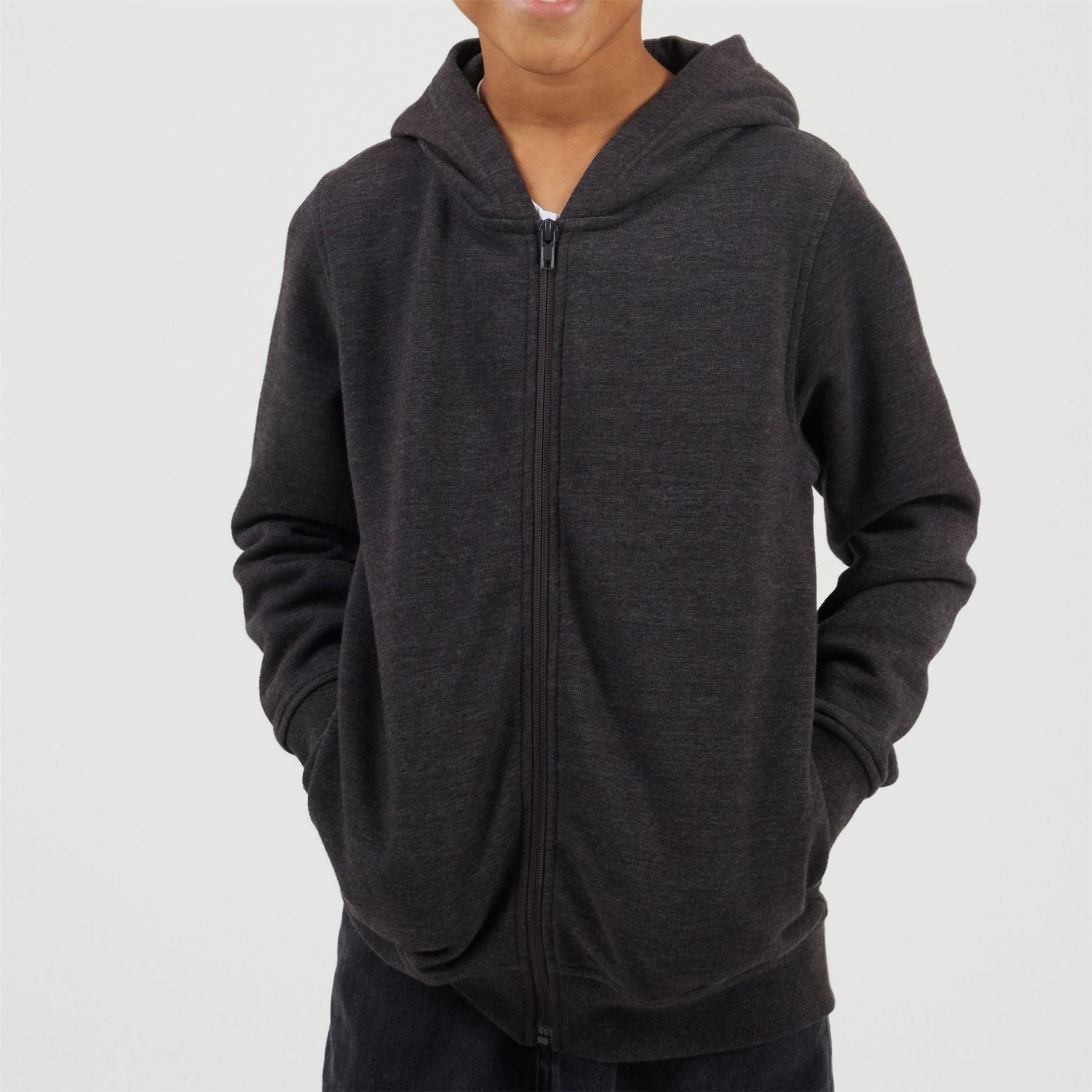 Brave Soul Solid Patterned Hooded Ribbed Cuff Sweat Jacket with Zipped Pocket