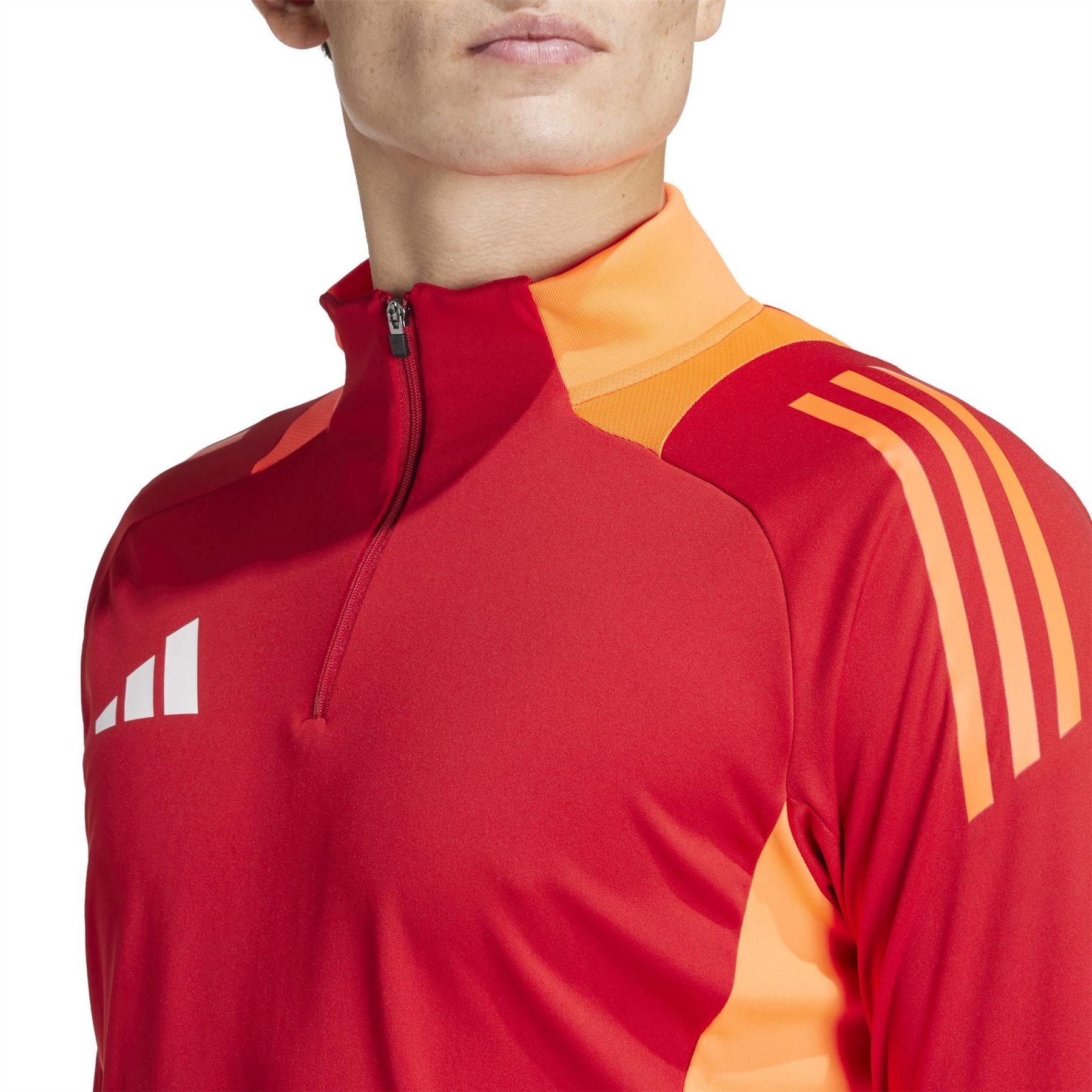 adidas Tiro24 Zip Neck Band Collar Long Sleeve Athletic Top