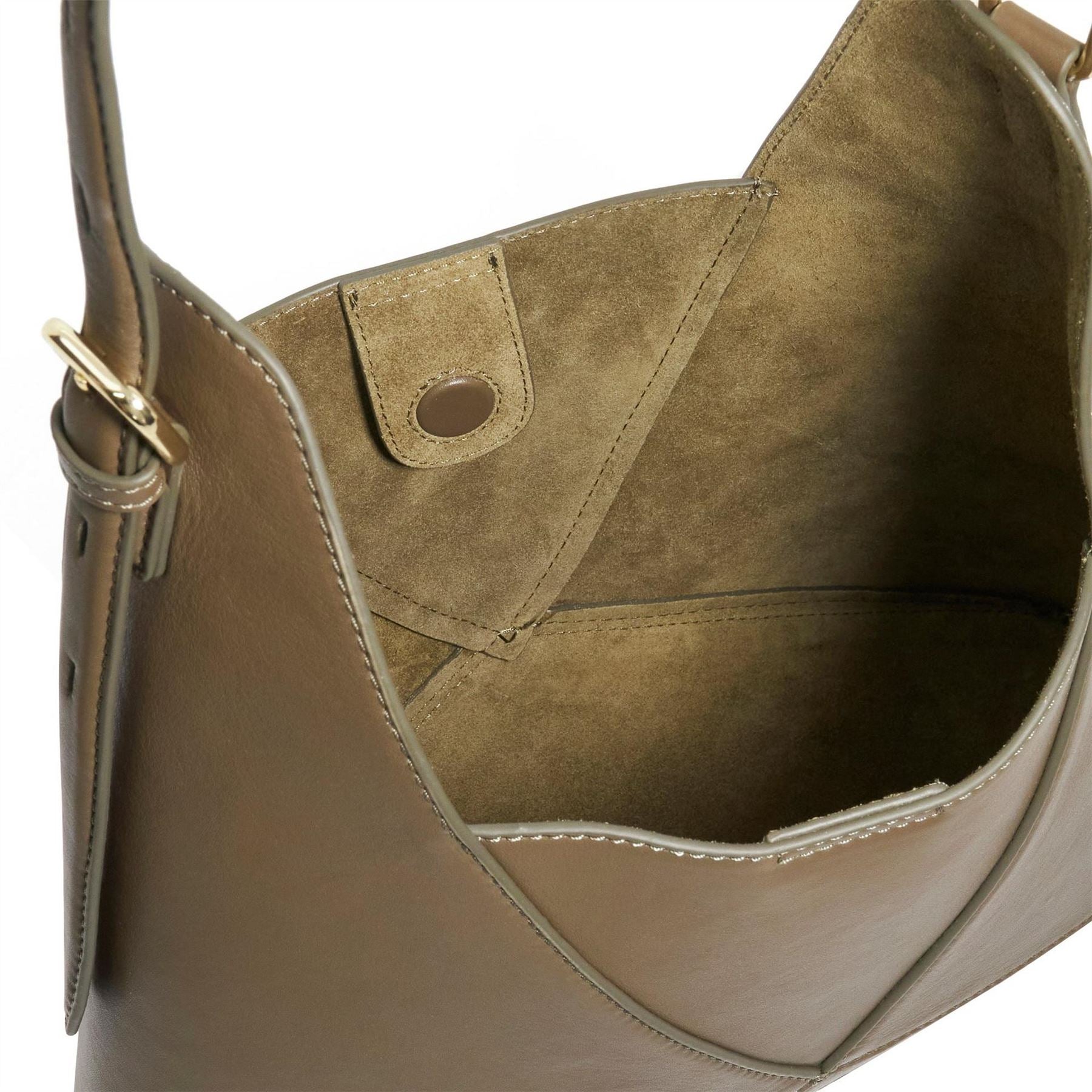 Dune London Dinidearest Trapezoid Shape Hobo Bag Gold Tone Hardware Embossed Logo