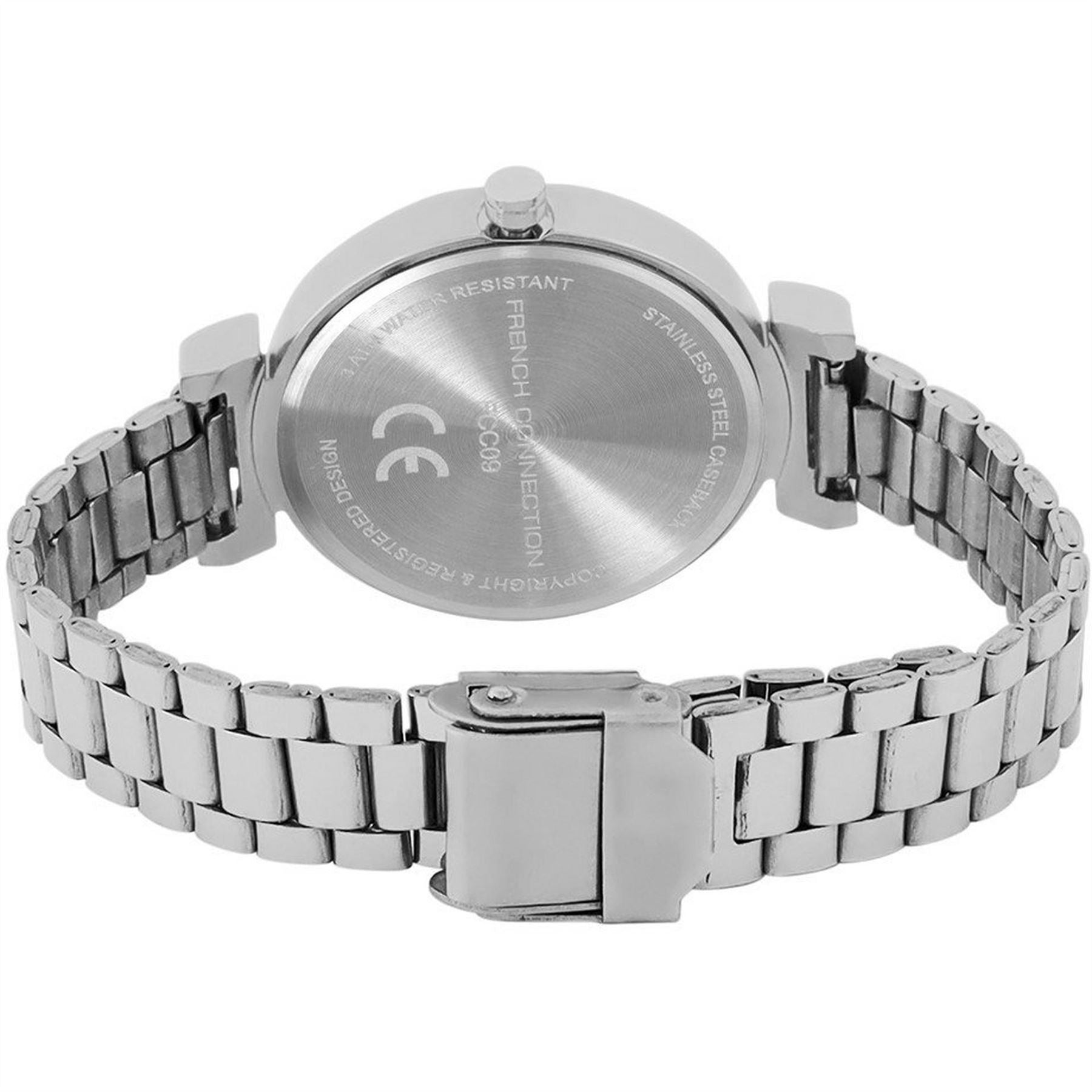 French Connection Connection Silver Case Round Shape Silver Strap Quartz Watch