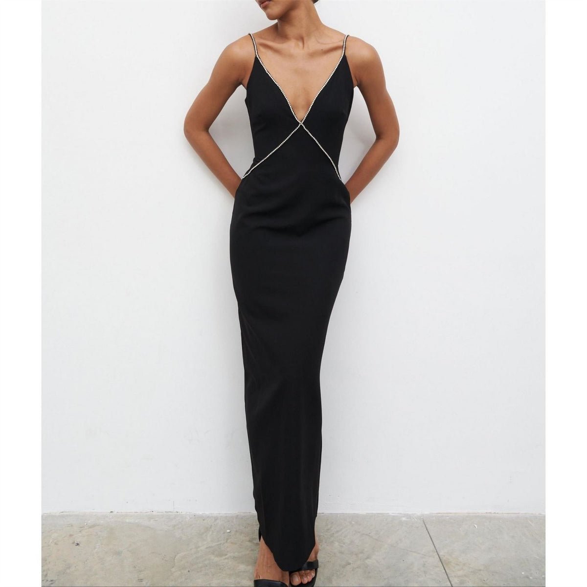 Pretty Lavish Val Plunge Embellished Maxi Dress
