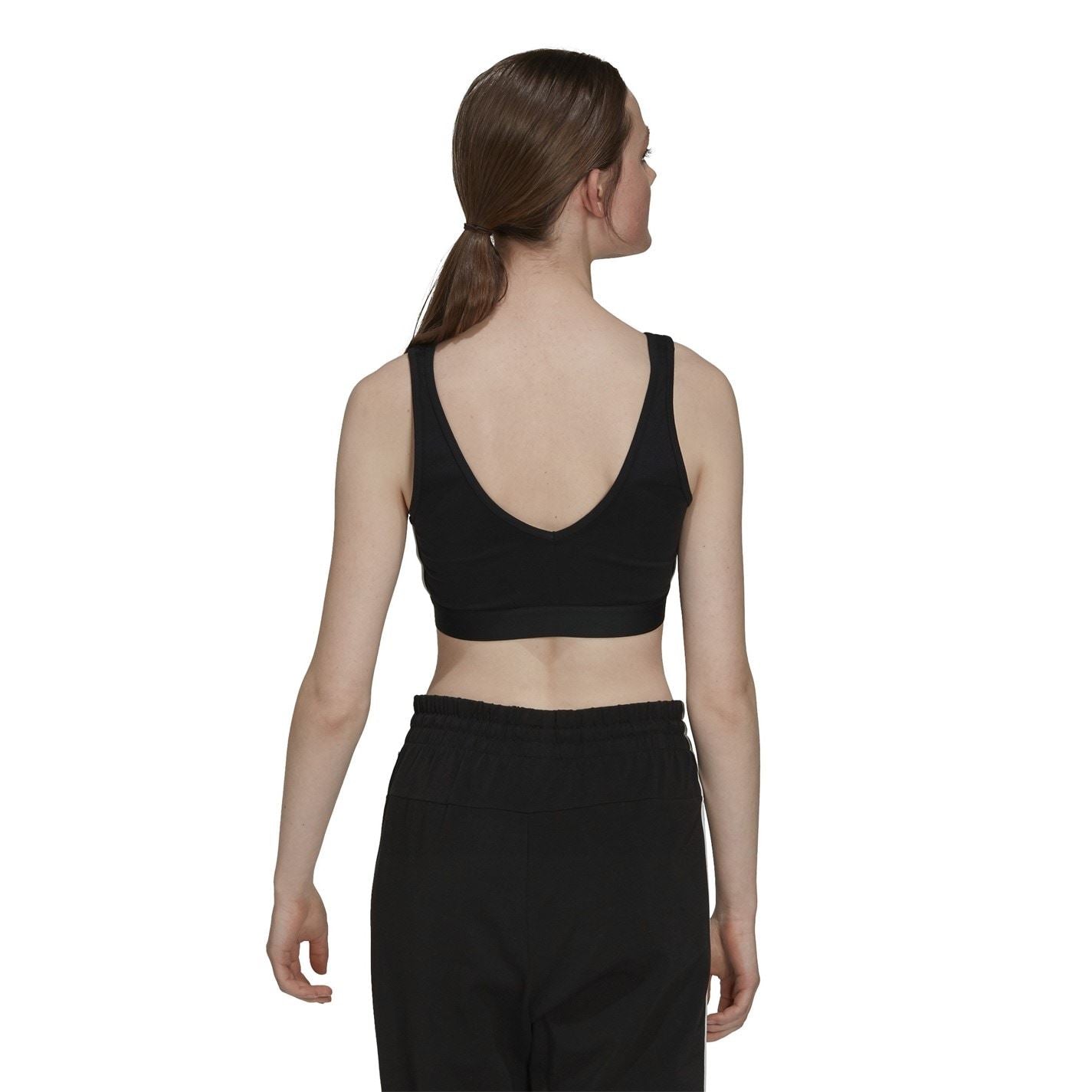 adidas 3 Stripes Crop Top With Removable Pads