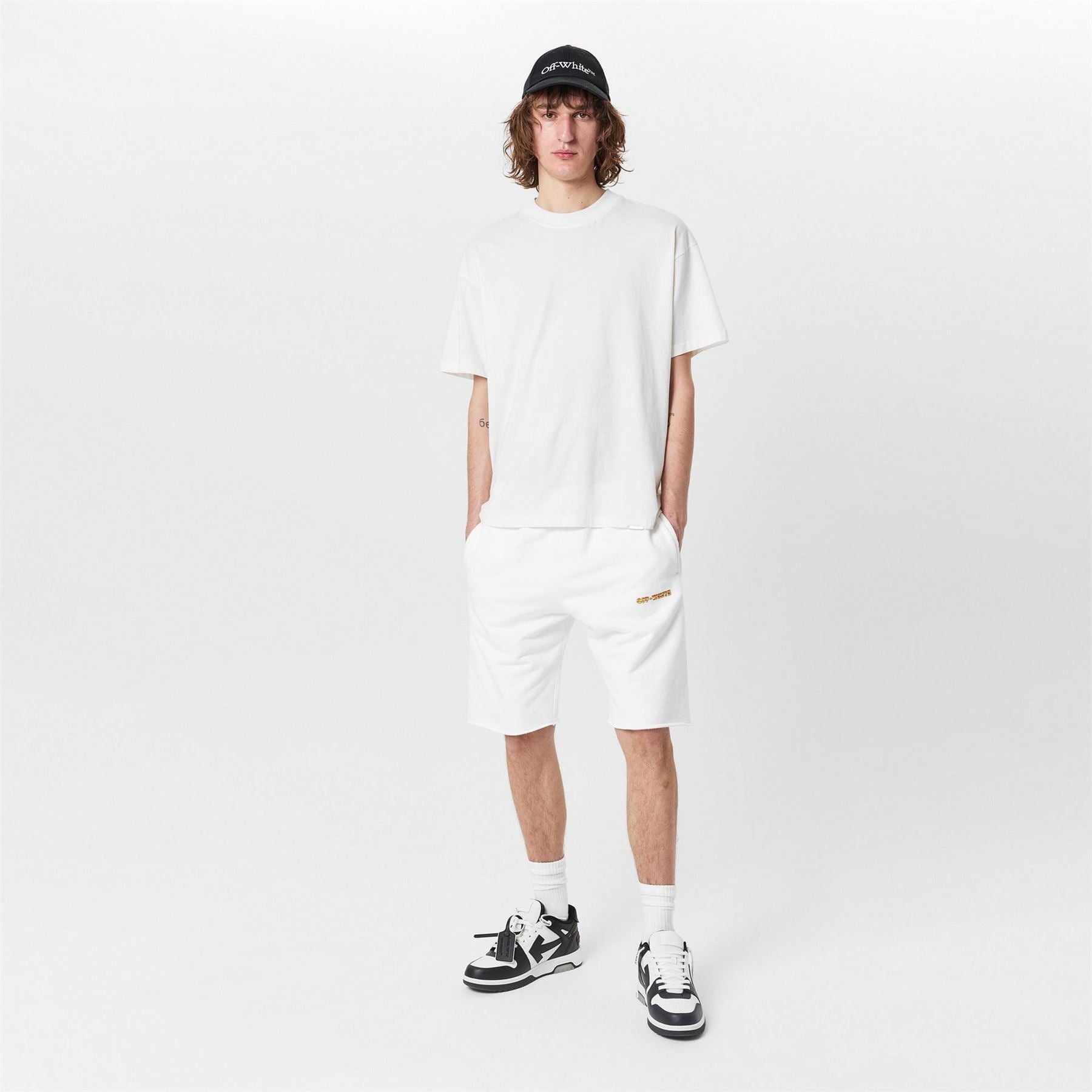 Off White Arow Sweat Shorts with Elasticated Waistband