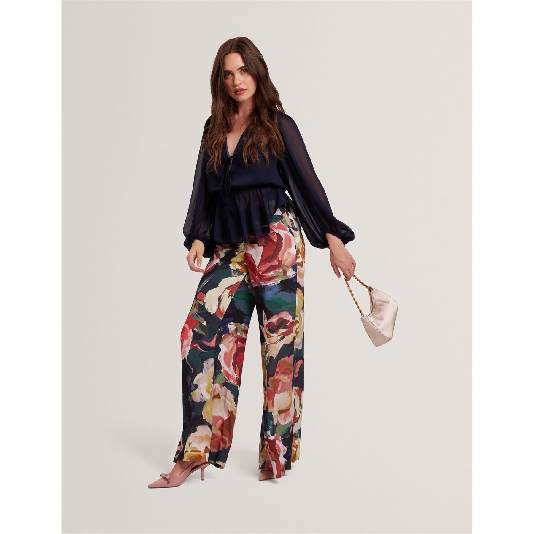 Ted Baker V-Neck Bishop Sleeve Long Sleeve Blouse