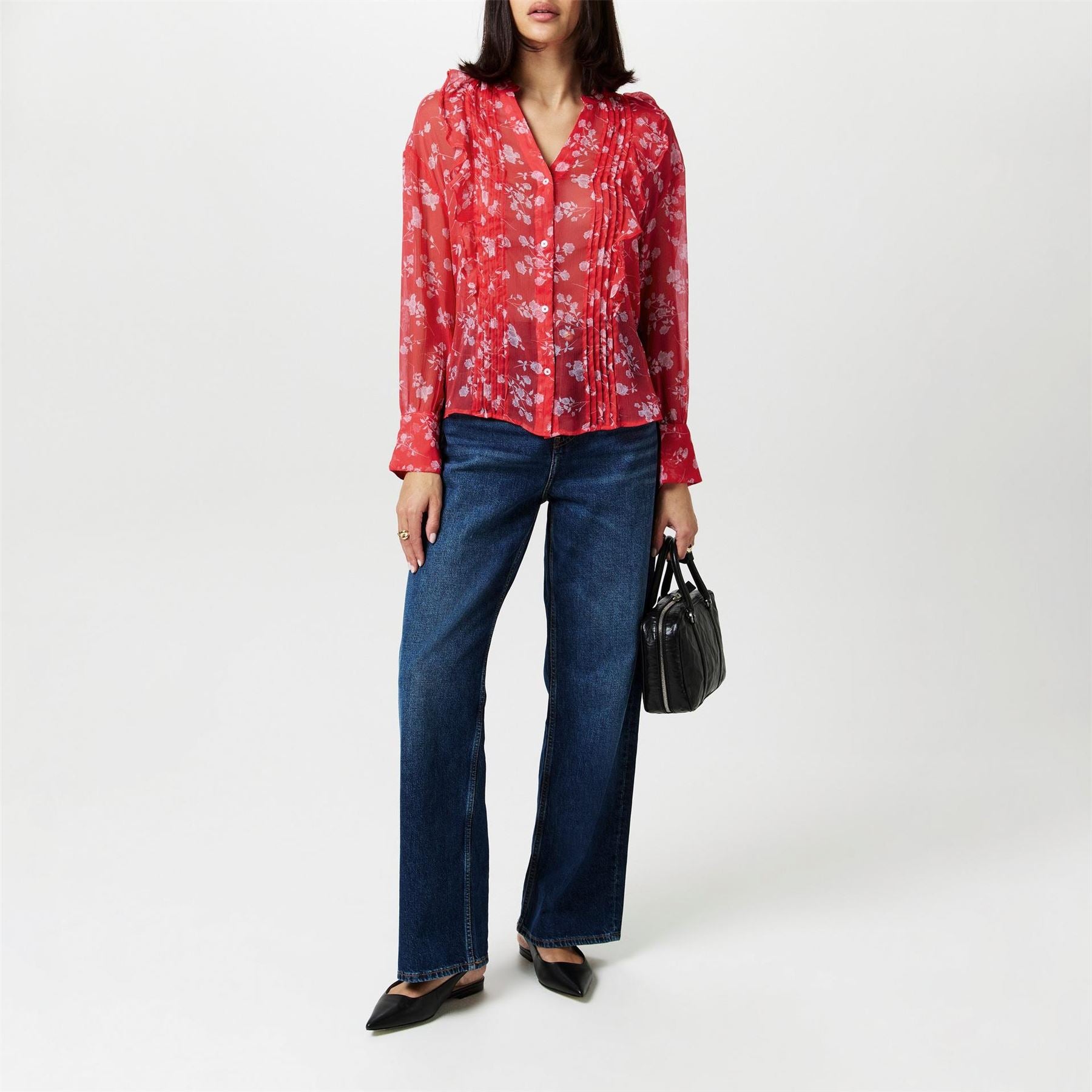 French Connection Alesndra V-Neck Long Sleeve Blouse