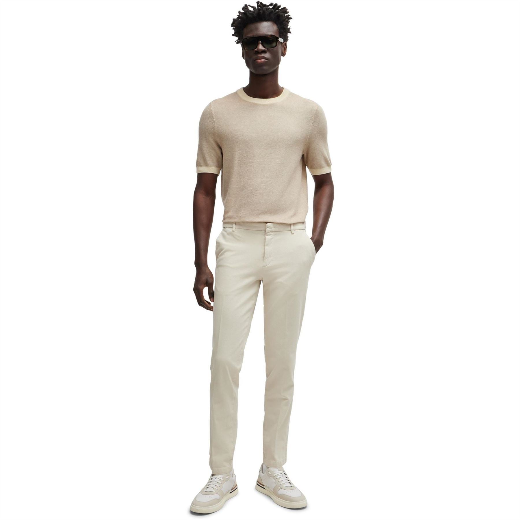 Boss Kaito1 Solid Patterned Straight Chinos