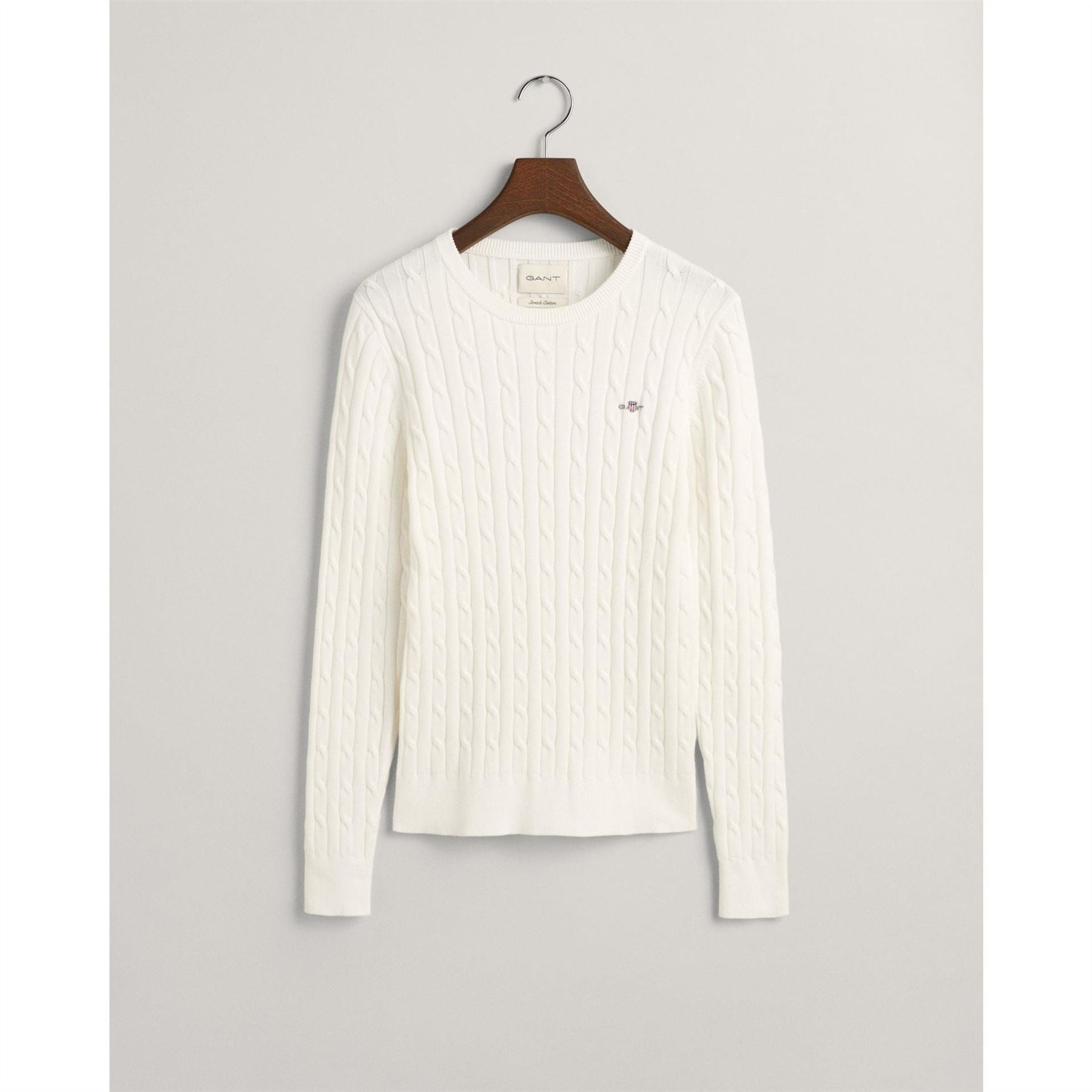 Gant Cotton Cable Knit Crew Neck Sweater