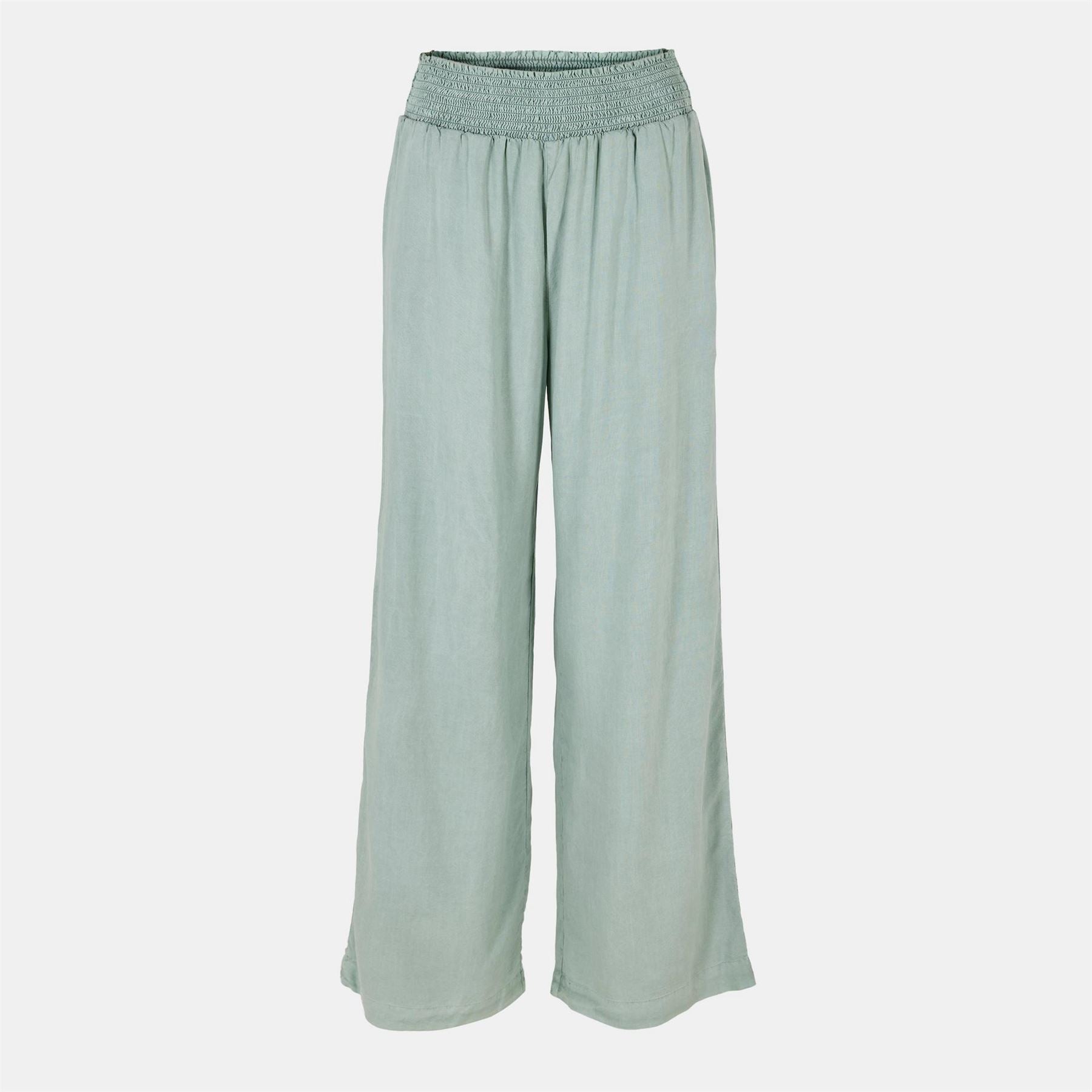 Bella Dahl Smock Waist Wide Leg Solid Patterned Trousers