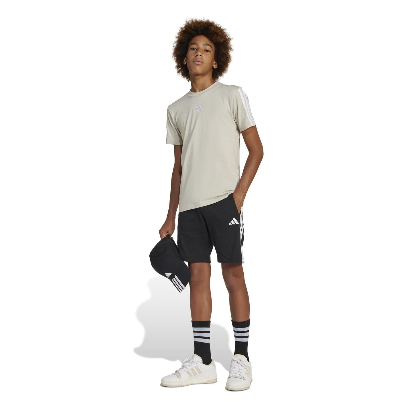 adidas Essentials 3 Stripe Jersey Short Juniors