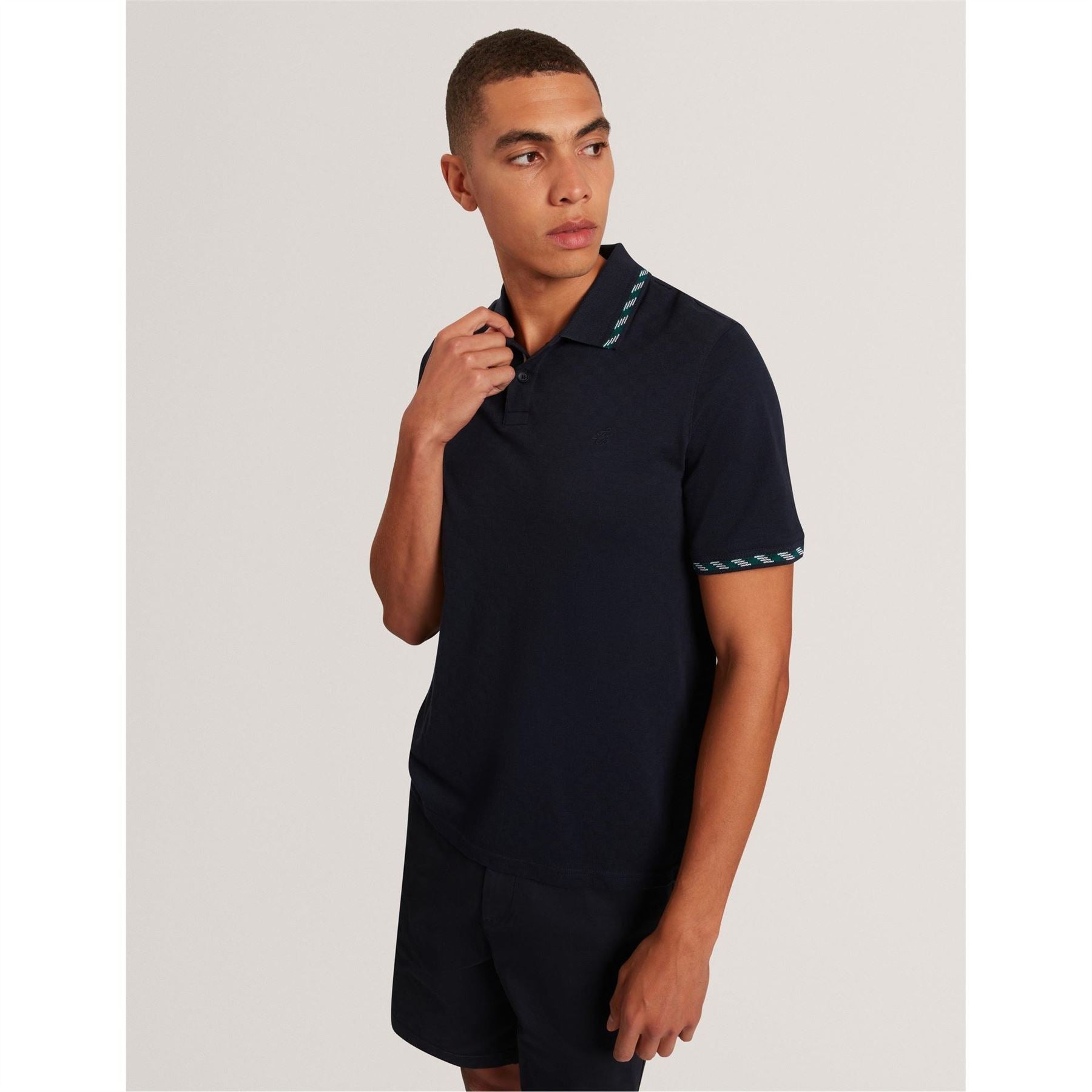 Ted Baker Jacquard Collared Neck Short Sleeve Polo Shirt