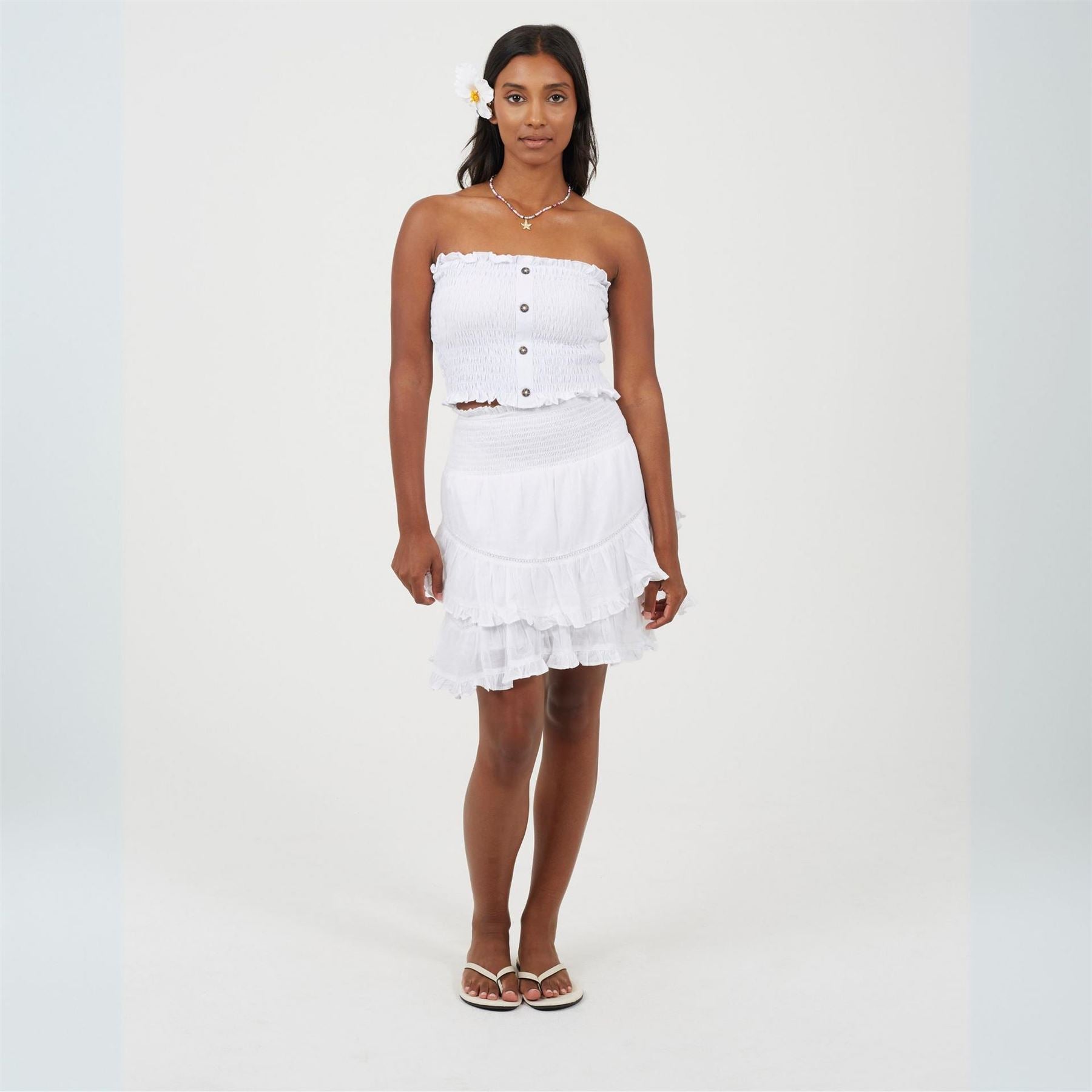 Brave Soul Womens Shirred Button Through Boob Tube